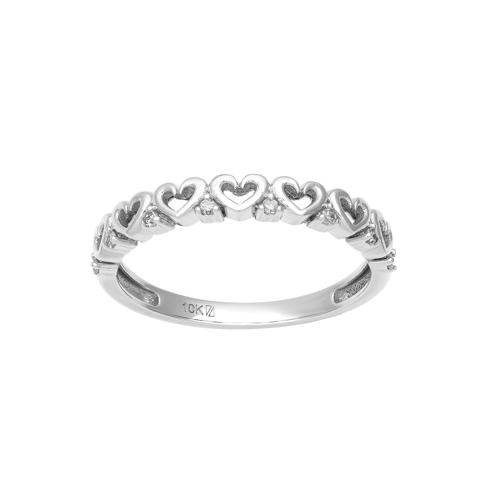 Love Always 10k White Gold Diamond-Accent Heart Stackable Anniversary Ring, Women's, Size: 6 Product Image
