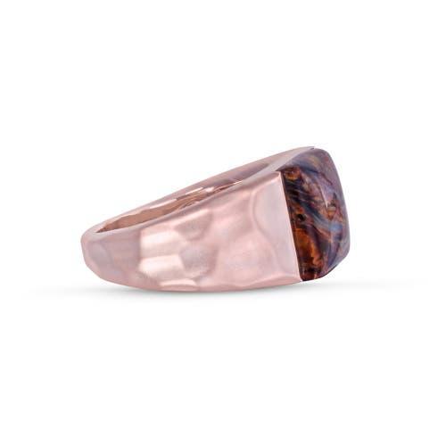 LuvMyJewelry Red Pietersite Textured Sterling Silver Men Signet Ring in 14Kt Rose Gold Vermeil at Nordstrom, Size 9.5 Product Image