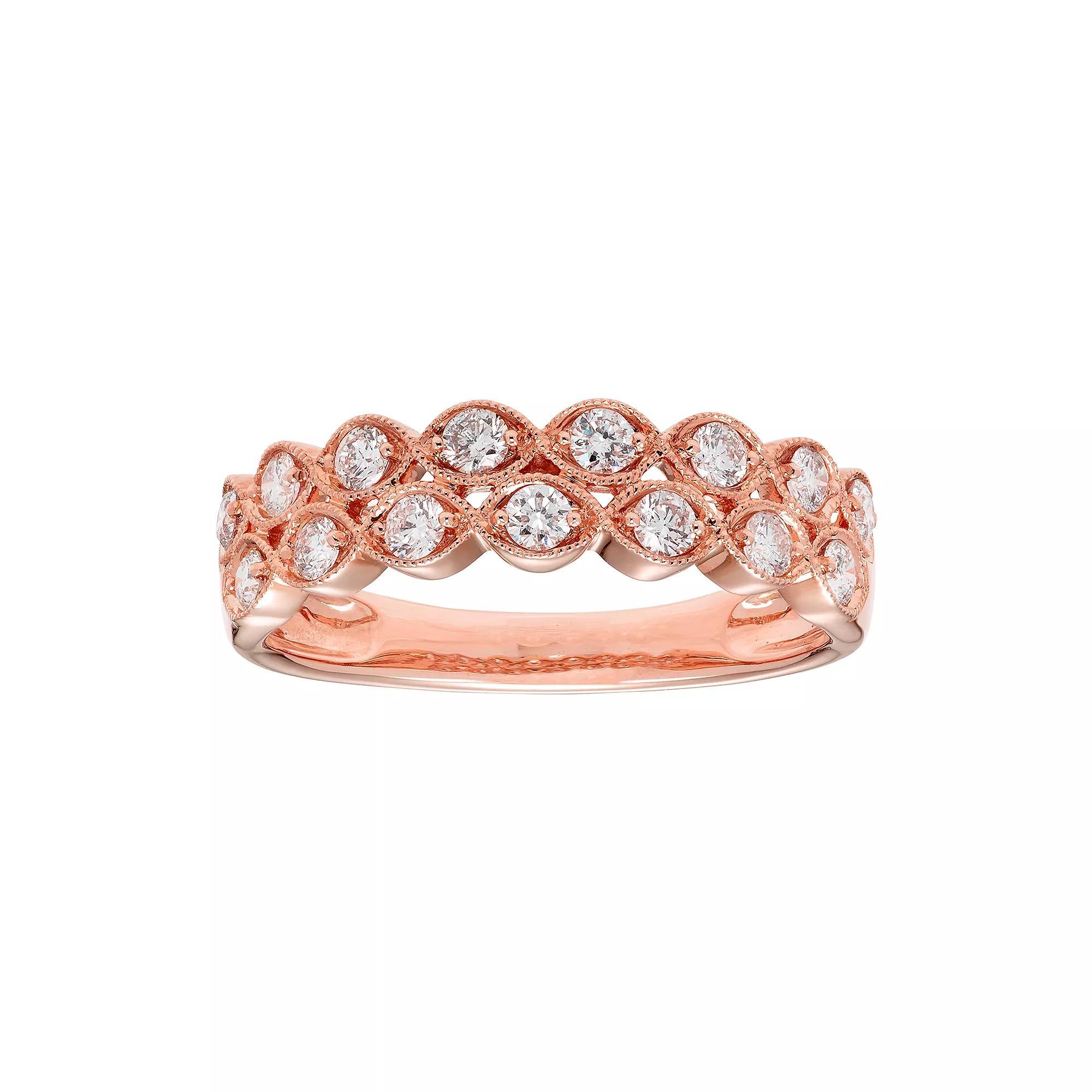 The Regal Collection 14k Gold 1/2 Carat T.W. IGL Certified Diamond Double Row Ring, Women's, Size: 6, White Product Image