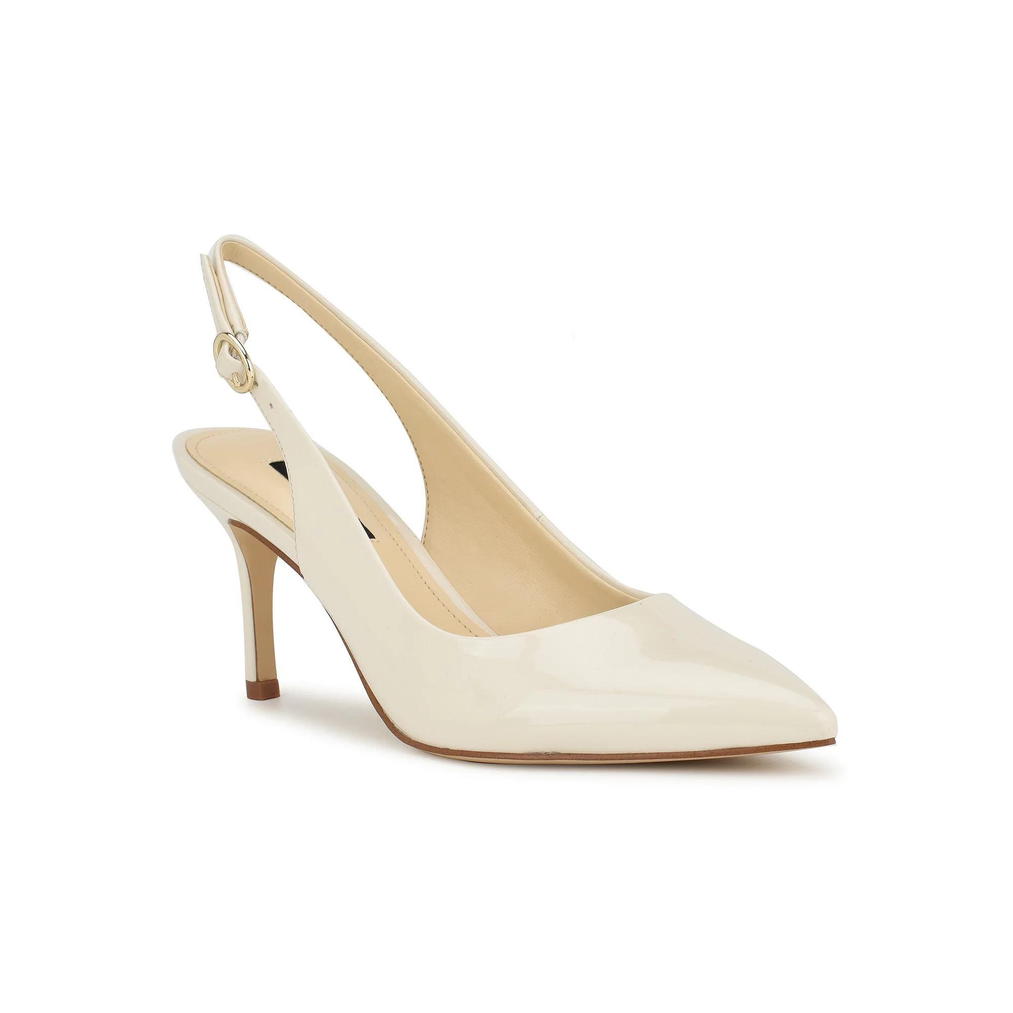 Nine West Menora Women's Sling Back Pumps, Size: 8.5, Ivory Patent Product Image
