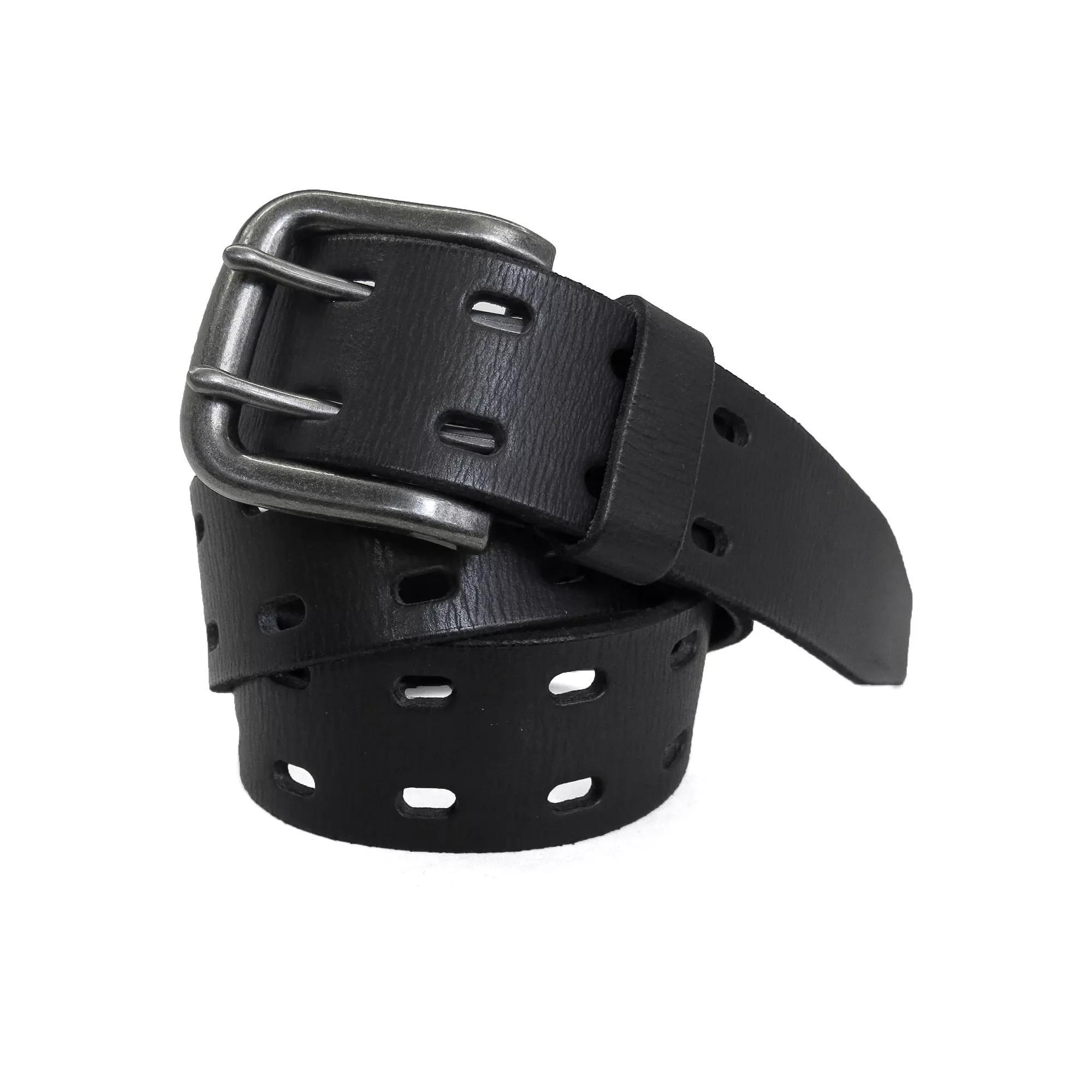 Men's Smith's Workwear 38mm Double Prong Perforated Leather Belt, Black Product Image