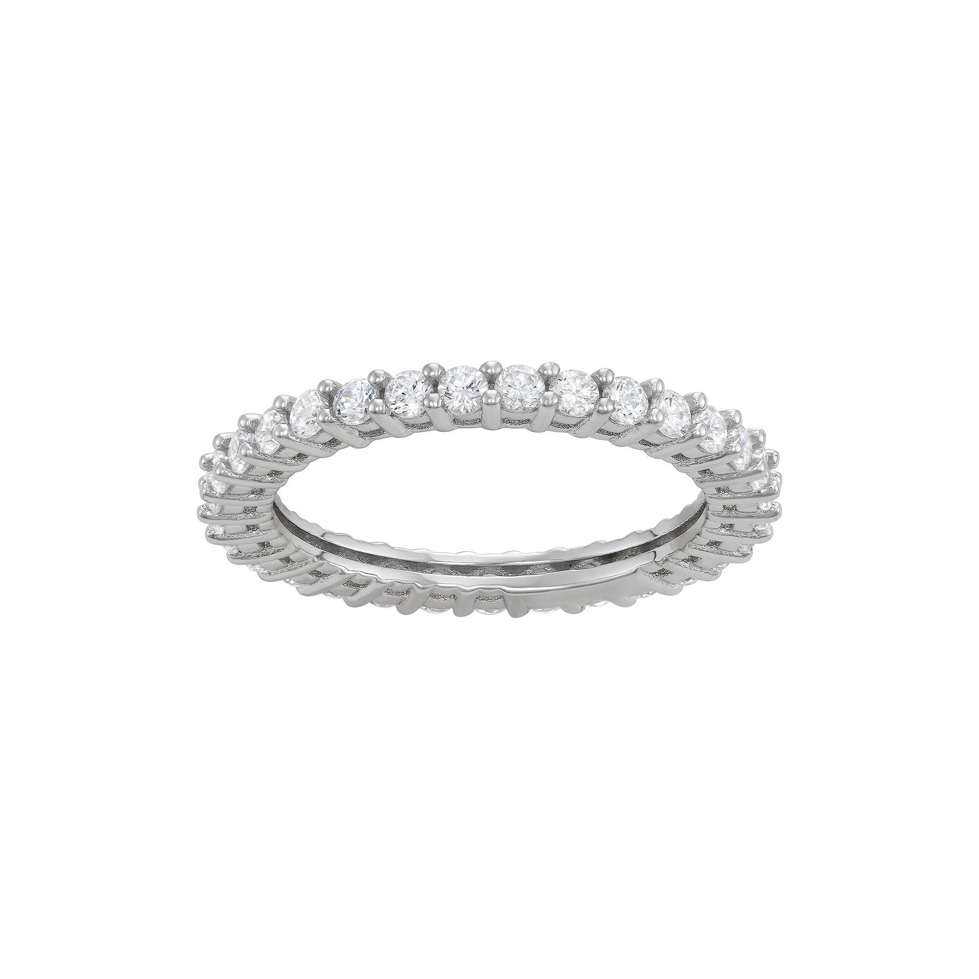 Contessa Di Capri Cubic Zirconia Round Cut Eternity Band Ring, Women's, Size: 8, Sterling Silver Product Image