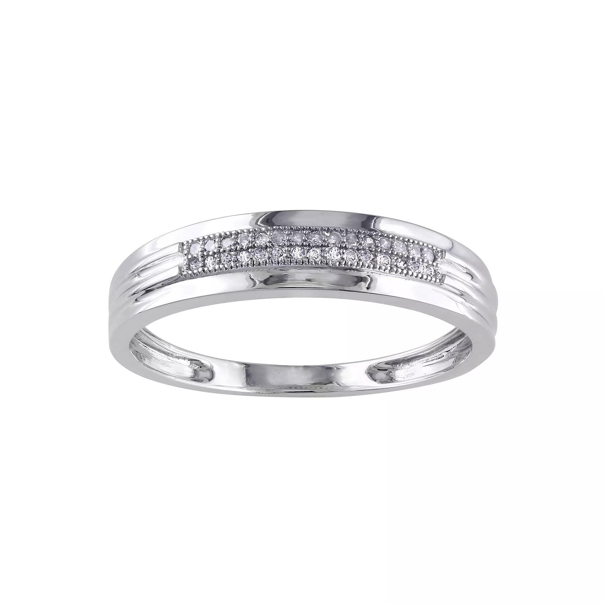 Stella Grace Mens Two Tone Sterling Silver 1/10 Carat T.W. Diamond Fashion Ring Product Image