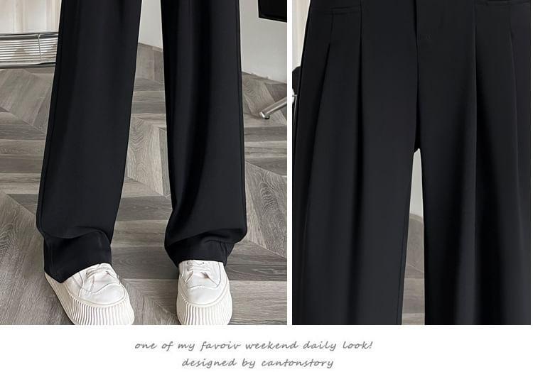 High Rise Plain Wide Leg Pants (Various Designs) Product Image