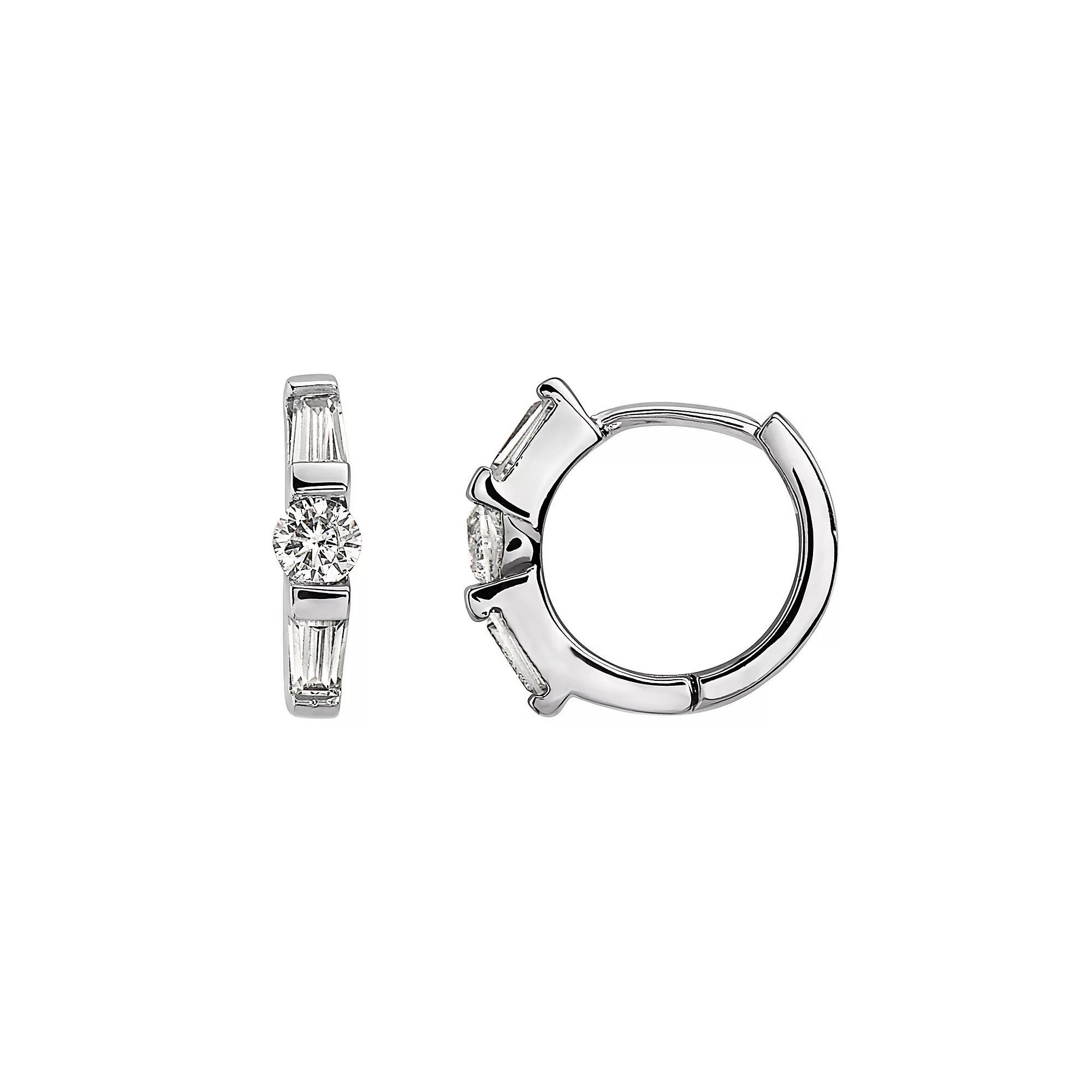 Sterling Silver Cubic Zirconia Hoop Earrings, Womens Product Image
