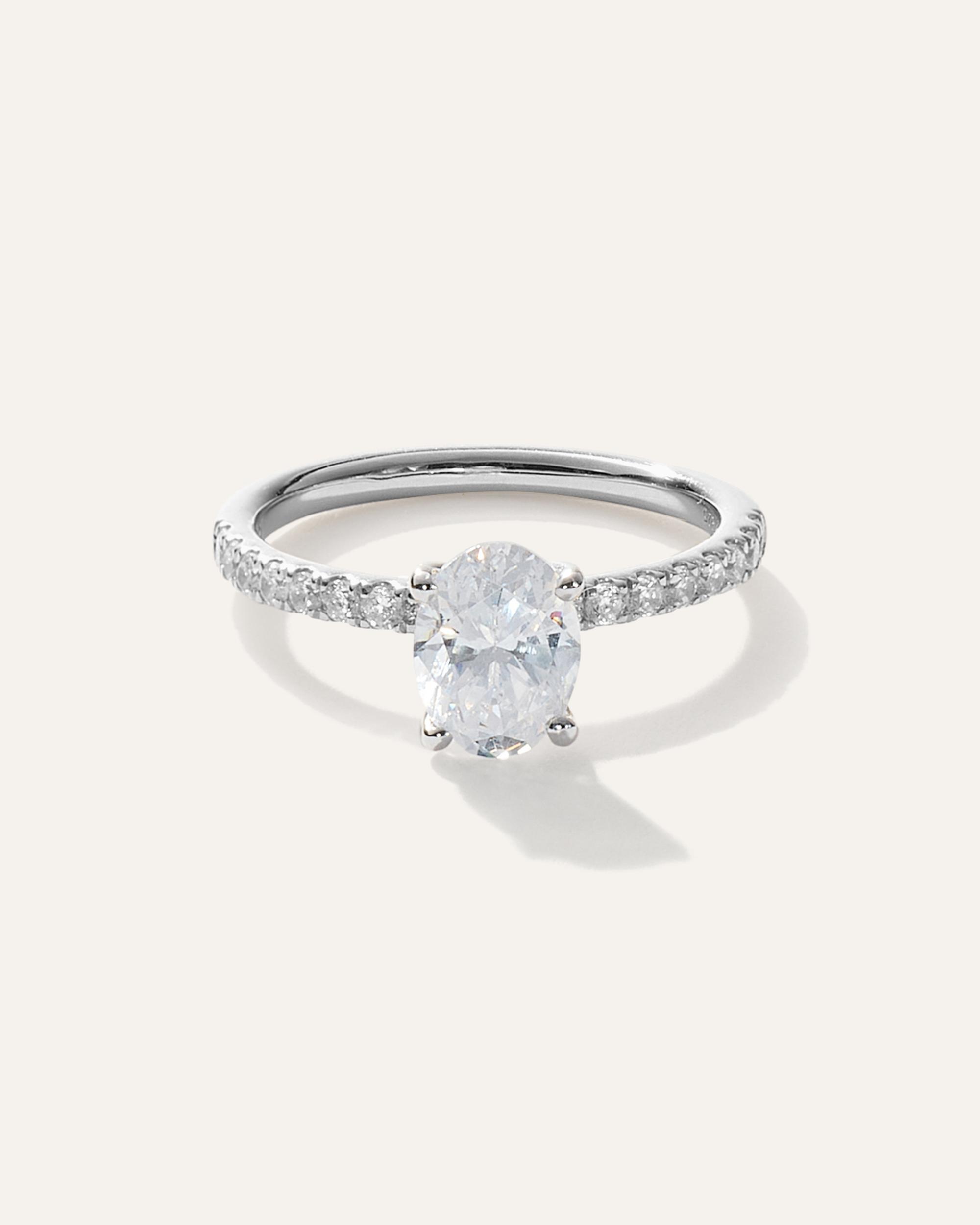 Quince | Women's Lab Grown Diamond Oval Petite Pave Engagement Ring Product Image