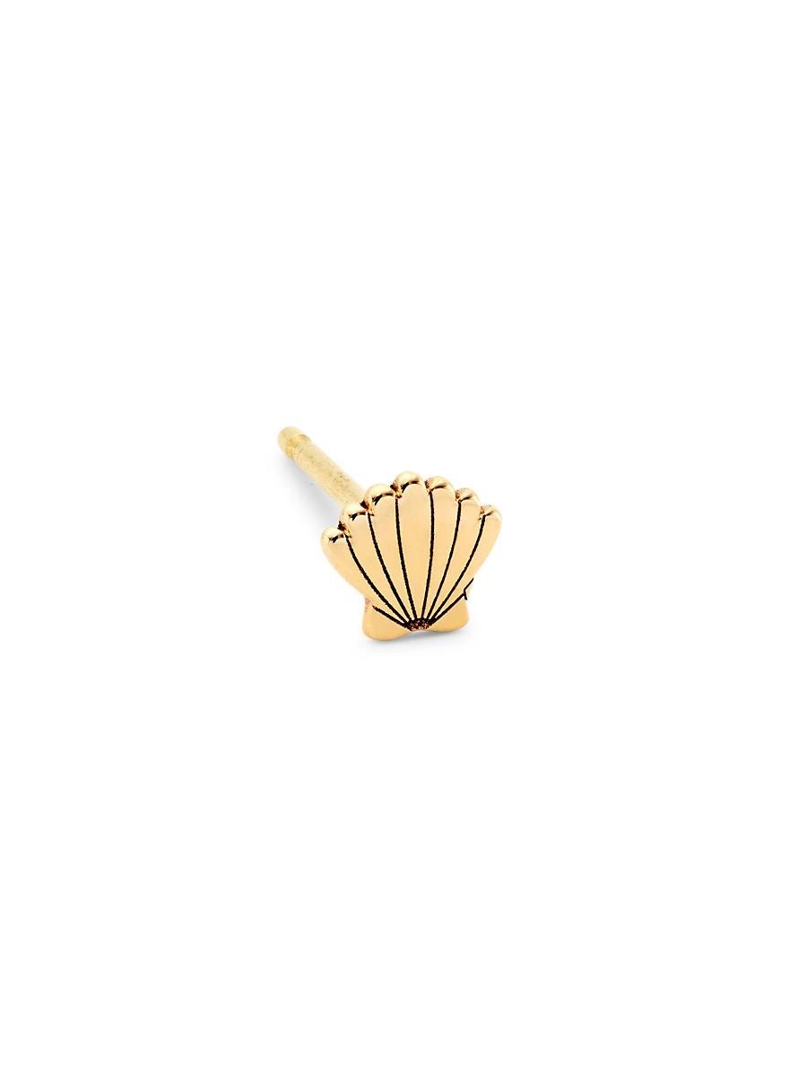 Womens Itty Bitty Symbols 14K Yellow Gold Shell Stud Earring Product Image