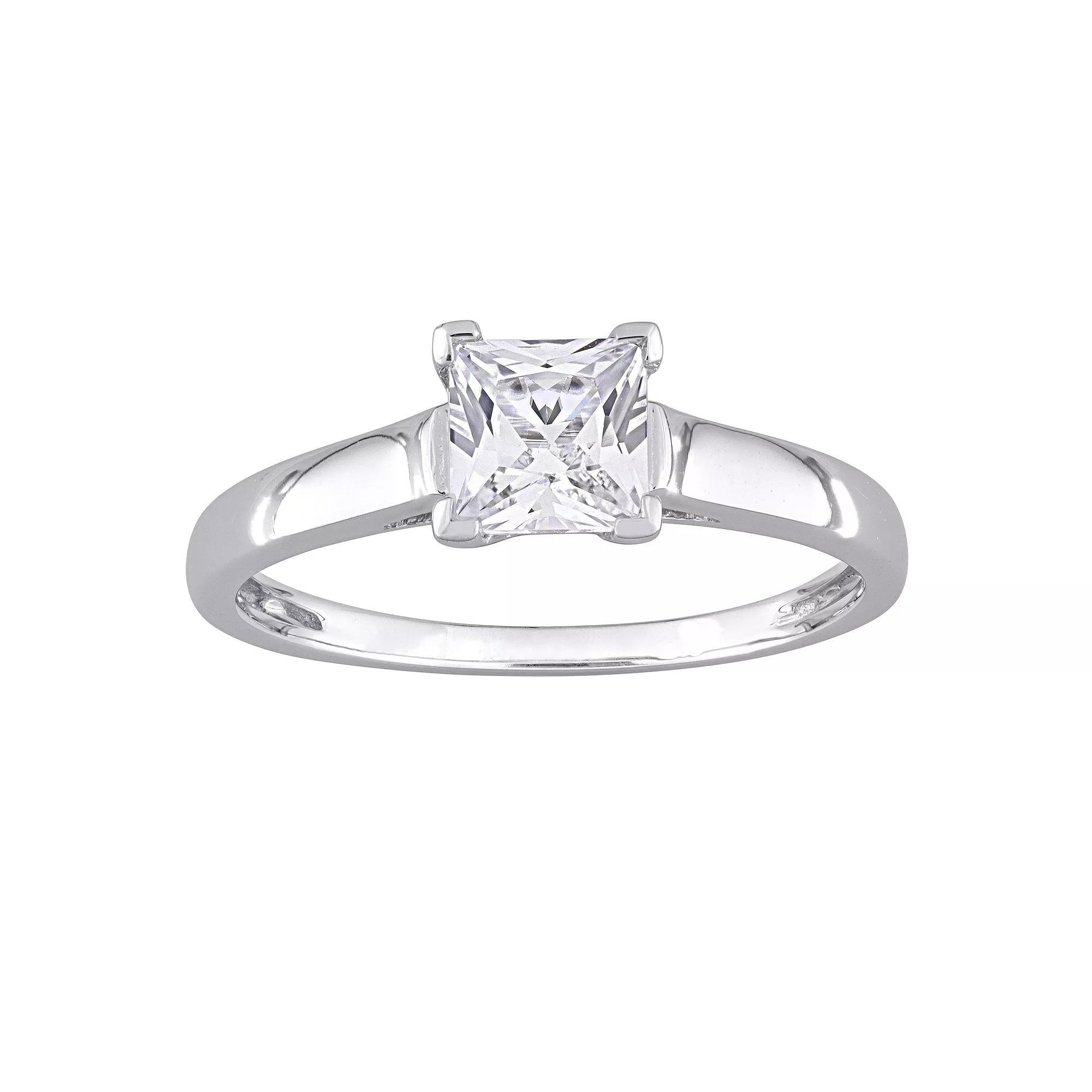 Stella Grace 10k White Gold Lab-Created White Sapphire Solitaire Ring, Women's, Size: 9.50 Product Image