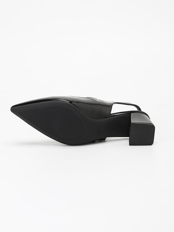 Belt Buckle Pointed-Toe Split-Joint Slider Sandals Product Image