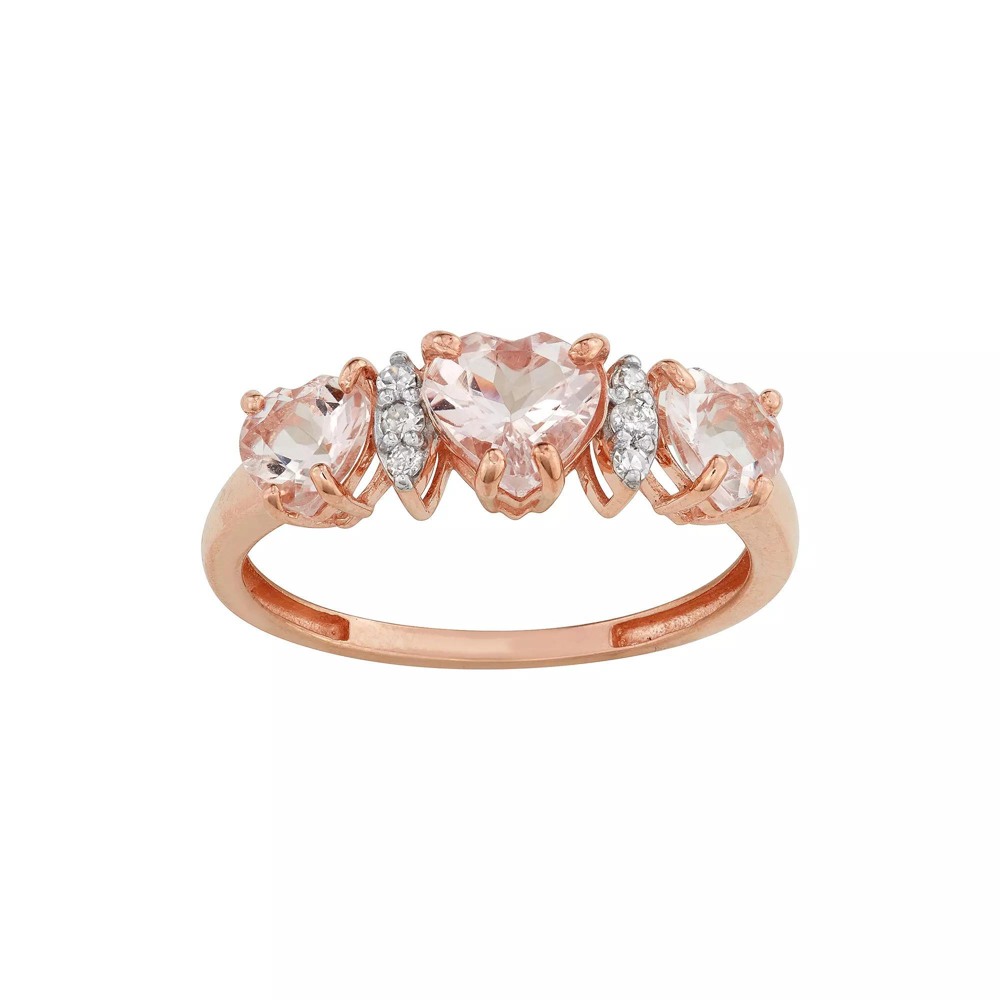 Tiara 10k Rose Gold Morganite & Diamond Accent Ring, Women's, Size: 6, 10k Gold Product Image