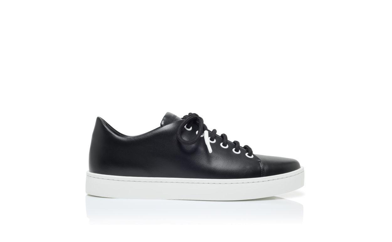 SEMANADA Black Calf Leather Lace-Up Sneakers  Product Image