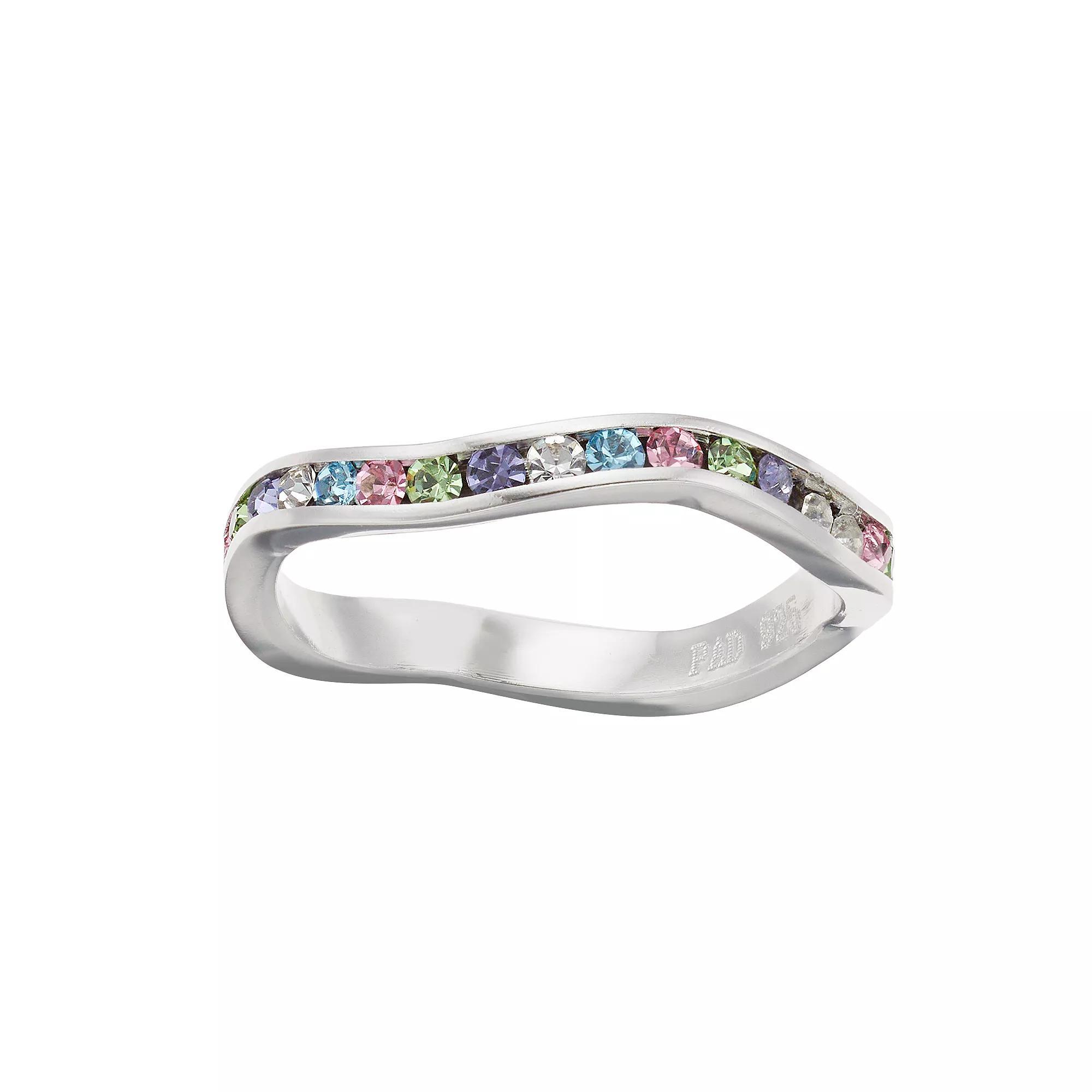 Traditions Jewelry Company Rainbow Wavy Ring with Crystals, Women's, Size: 7, Silvertone Product Image