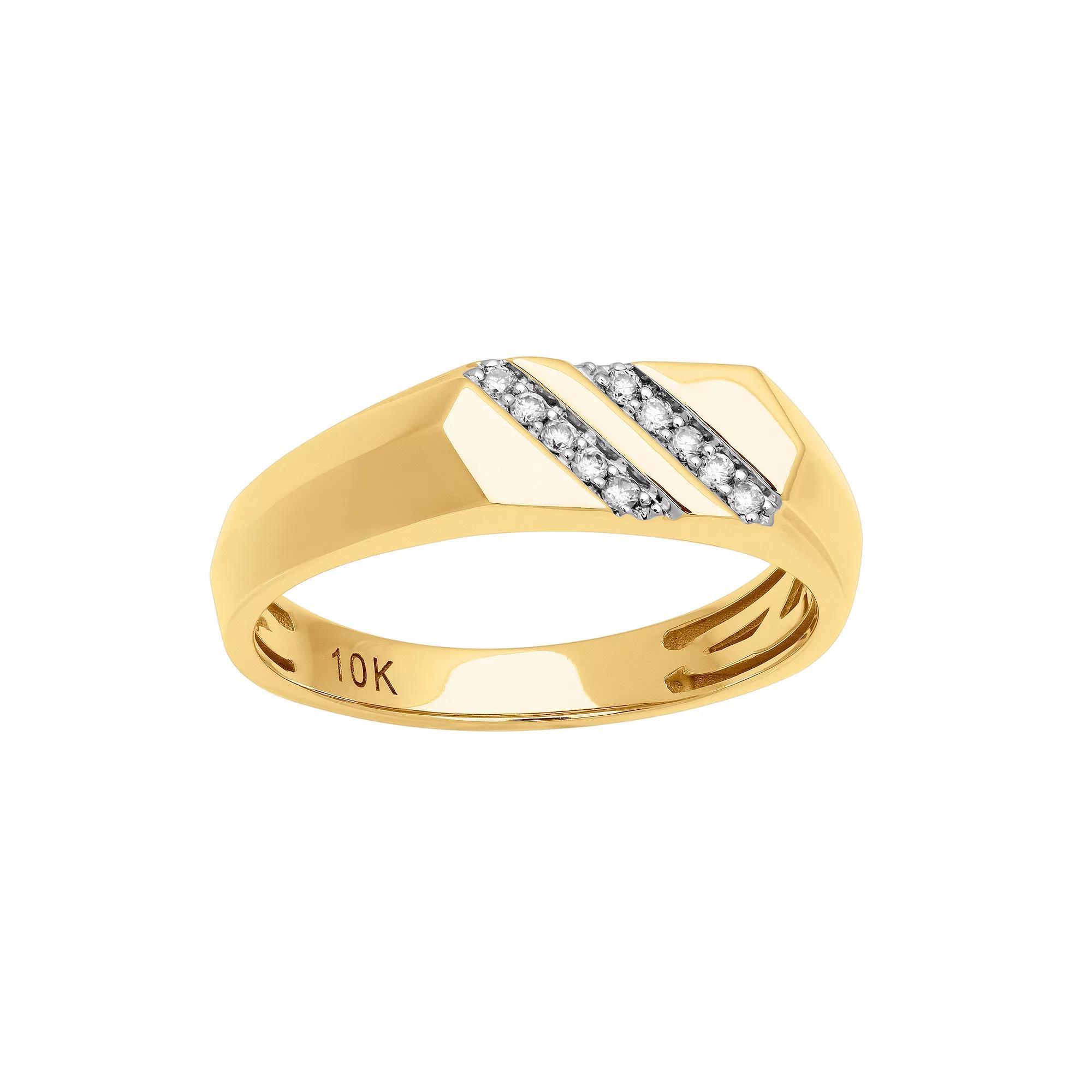 AXL 10k Yellow Gold 1/10 Carat T.W. Diamond Men's Wedding Band, Size: 13, 10k 2 Tone Product Image