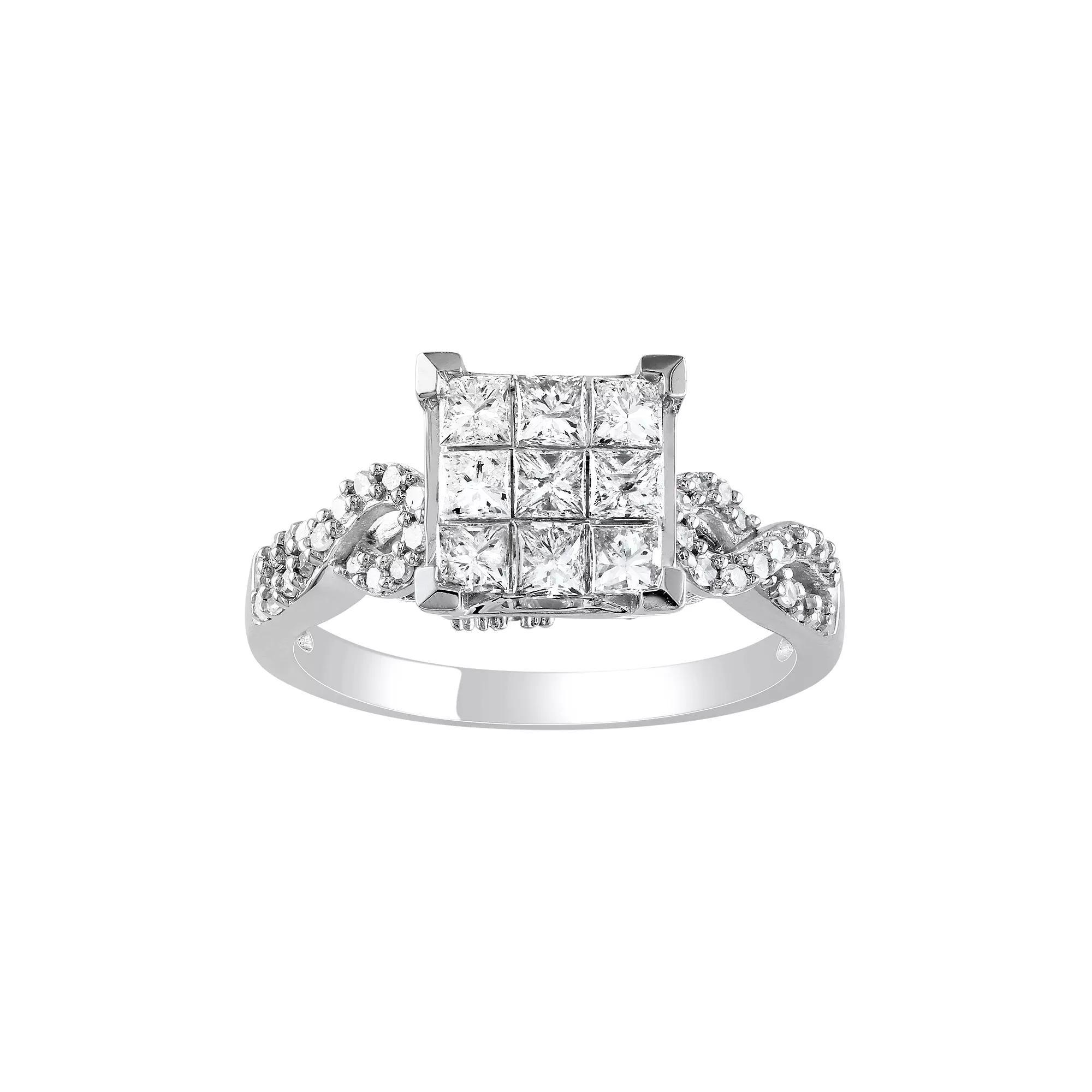 Stella Grace 10k White Gold 1 Carat T.W. Diamond Square Ring, Women's, Size: 7, 10k Whgold Product Image