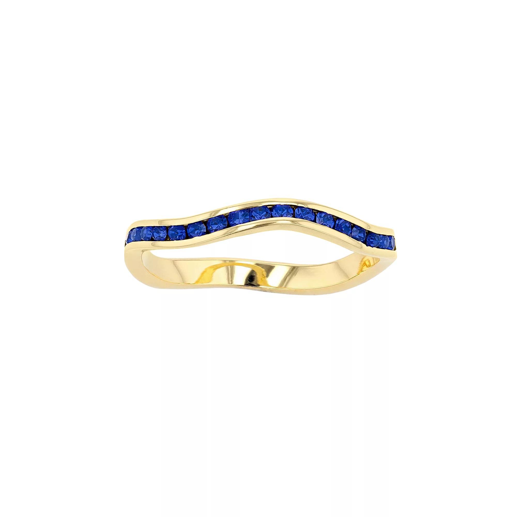 Traditions Jewelry Company 18k Gold Over Silver Birthstone Crystal Wave Ring, Womens, Gold Over Sterling Feb Product Image