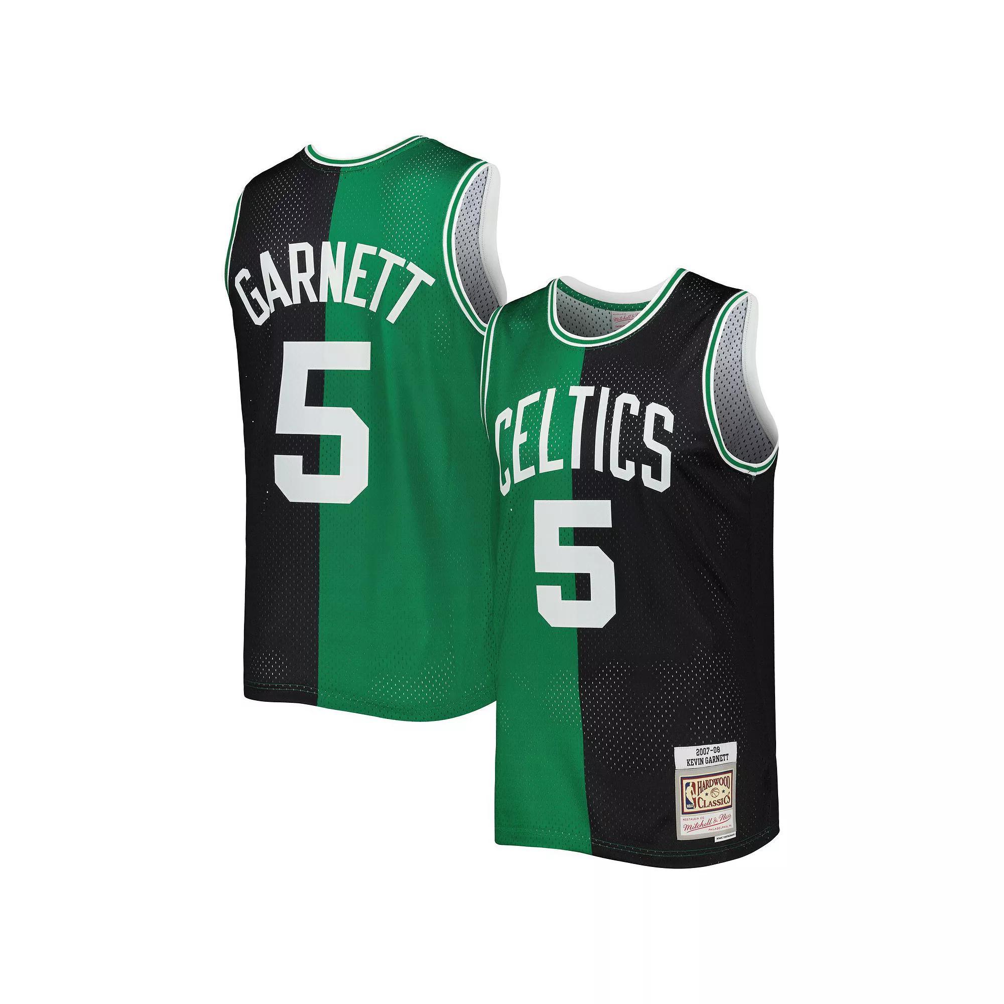 Mens Mitchell & Ness Kevin Garnett /Kelly Green Boston Celtics Hardwood Classics 2007/08 Split Swingman Jersey Product Image