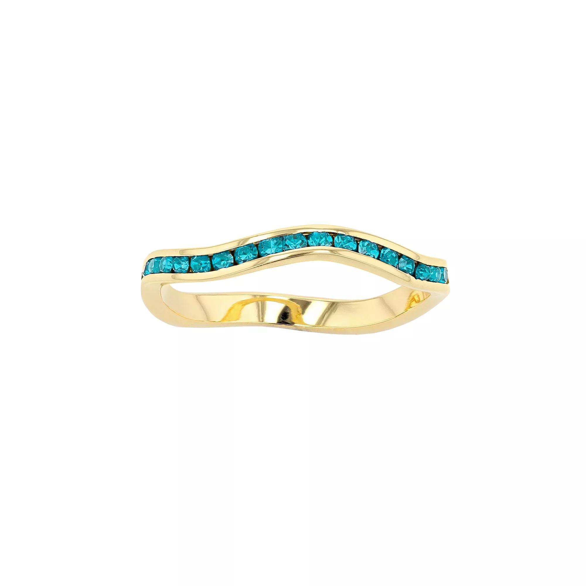 Traditions Jewelry Company 18k Gold Over Silver Birthstone Crystal Wave Ring, Women's, Size: 6, Gold Over Sterling Product Image