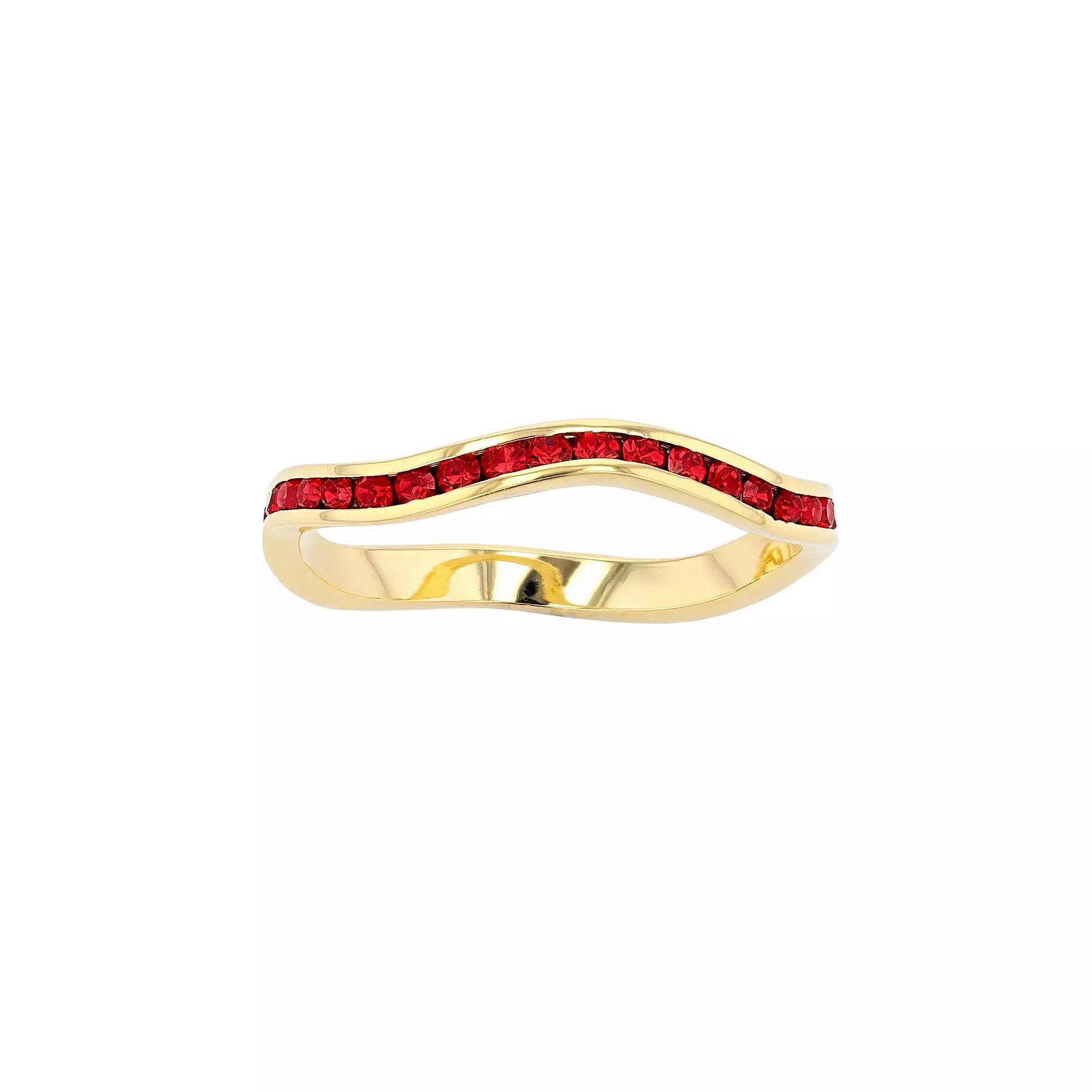 Traditions Jewelry Company 18k Gold Over Silver Birthstone Crystal Wave Ring, Womens, Gold Over Sterling Feb Product Image