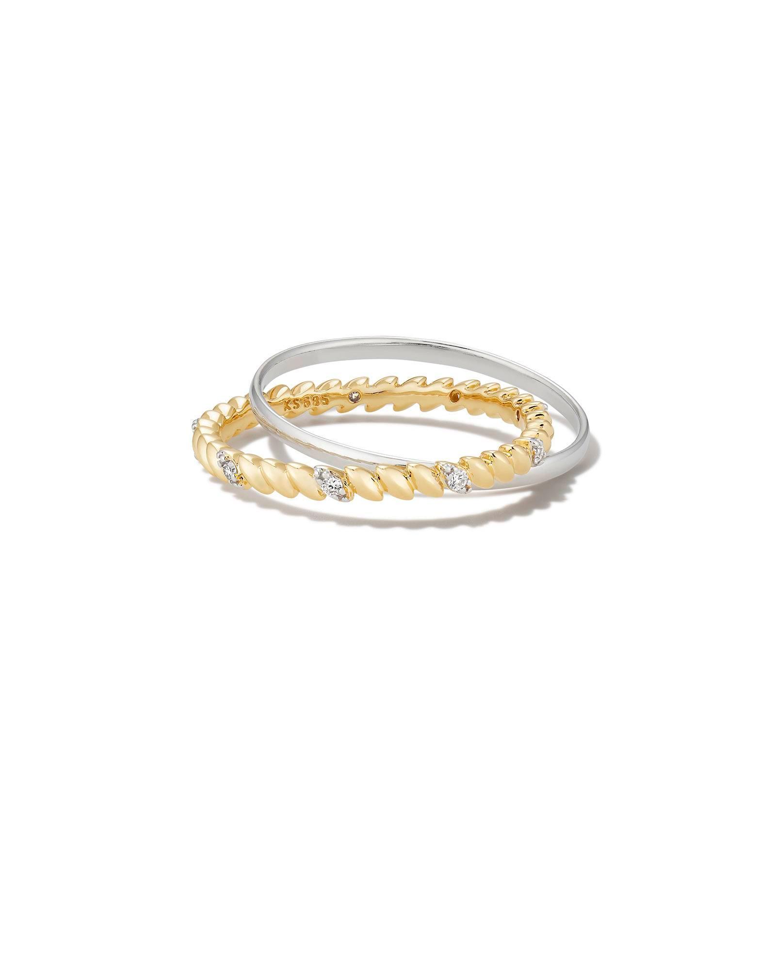 Tyler 14k Yellow Gold Double Band Ring in White Diamond Product Image