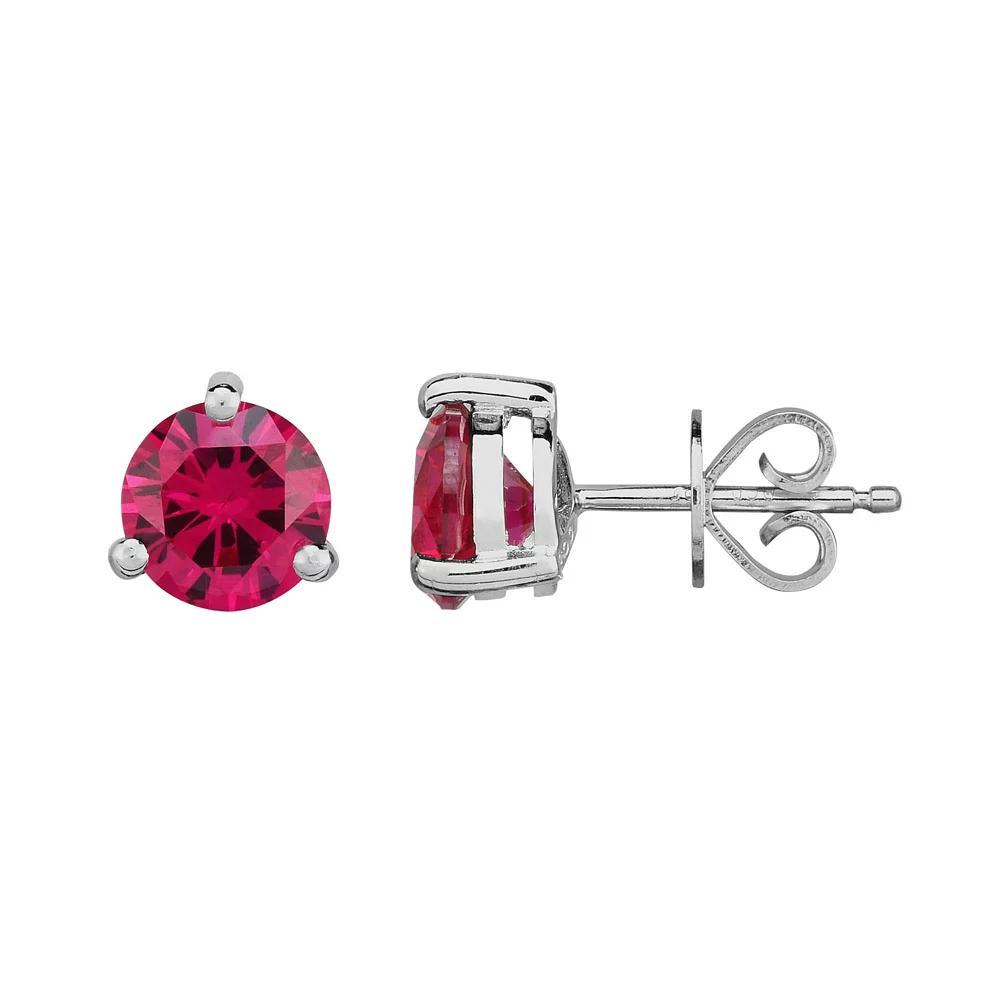 Sterling Silver Lab-Created Ruby Stud Earrings, Womens Product Image