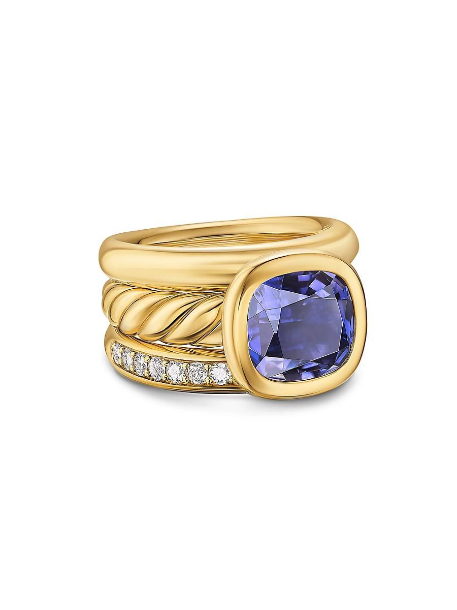 Womens DY Mercer Three Row Stone Ring in 18K Yellow Gold Product Image