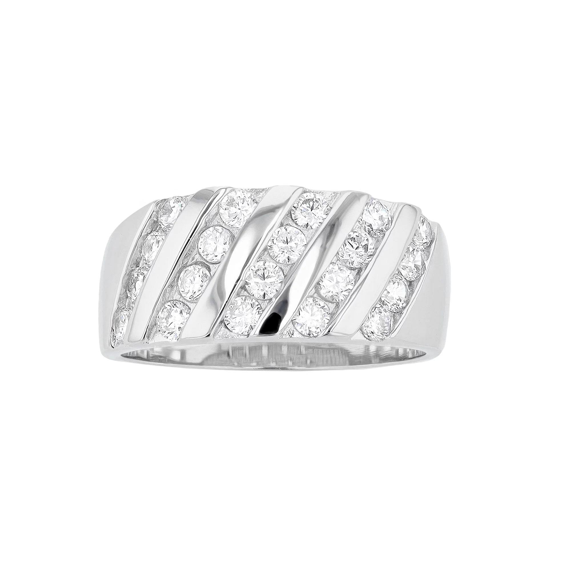 A&M Sterling Silver 5 Row Crystal Ring, Women's, Size: 7, White Product Image