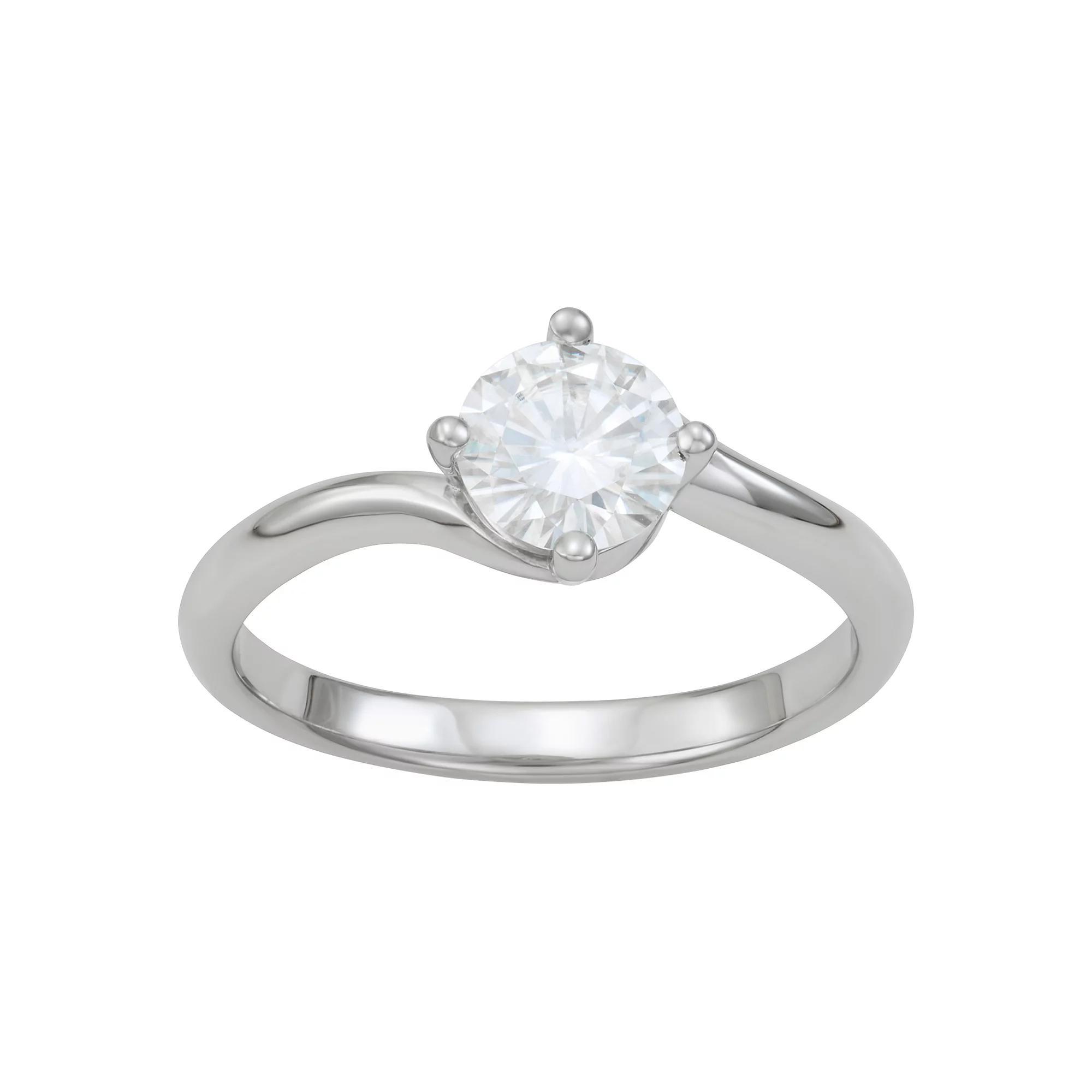 Charles & Colvard 14k White Gold 1 Carat T.W. Lab-Created Moissanite Solitaire Bypass Ring, Women's, Size: 6 Product Image