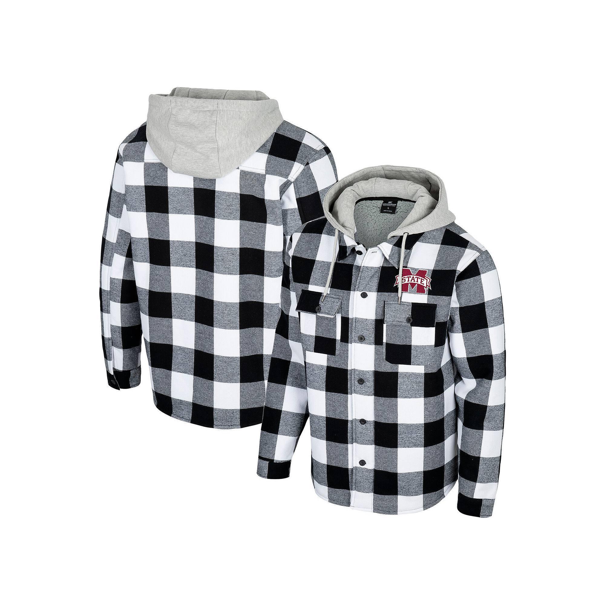 Men's Colosseum Black/White Oklahoma State Cowboys Buffalo Plaid Full-Zip Jacket, Size: XL Product Image