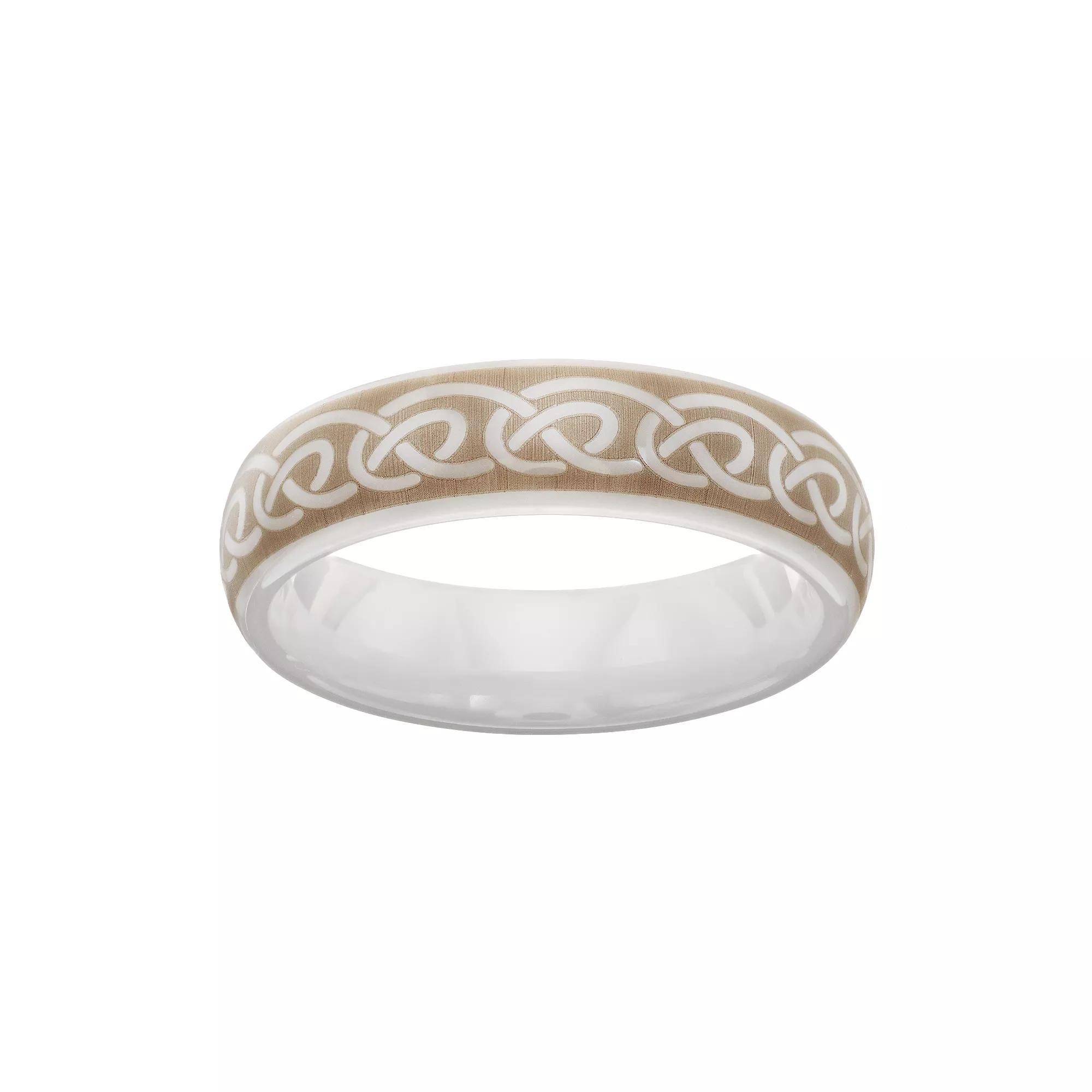 White Ceramic Infinity Band - Men, Men's, Size: 9.50 Product Image