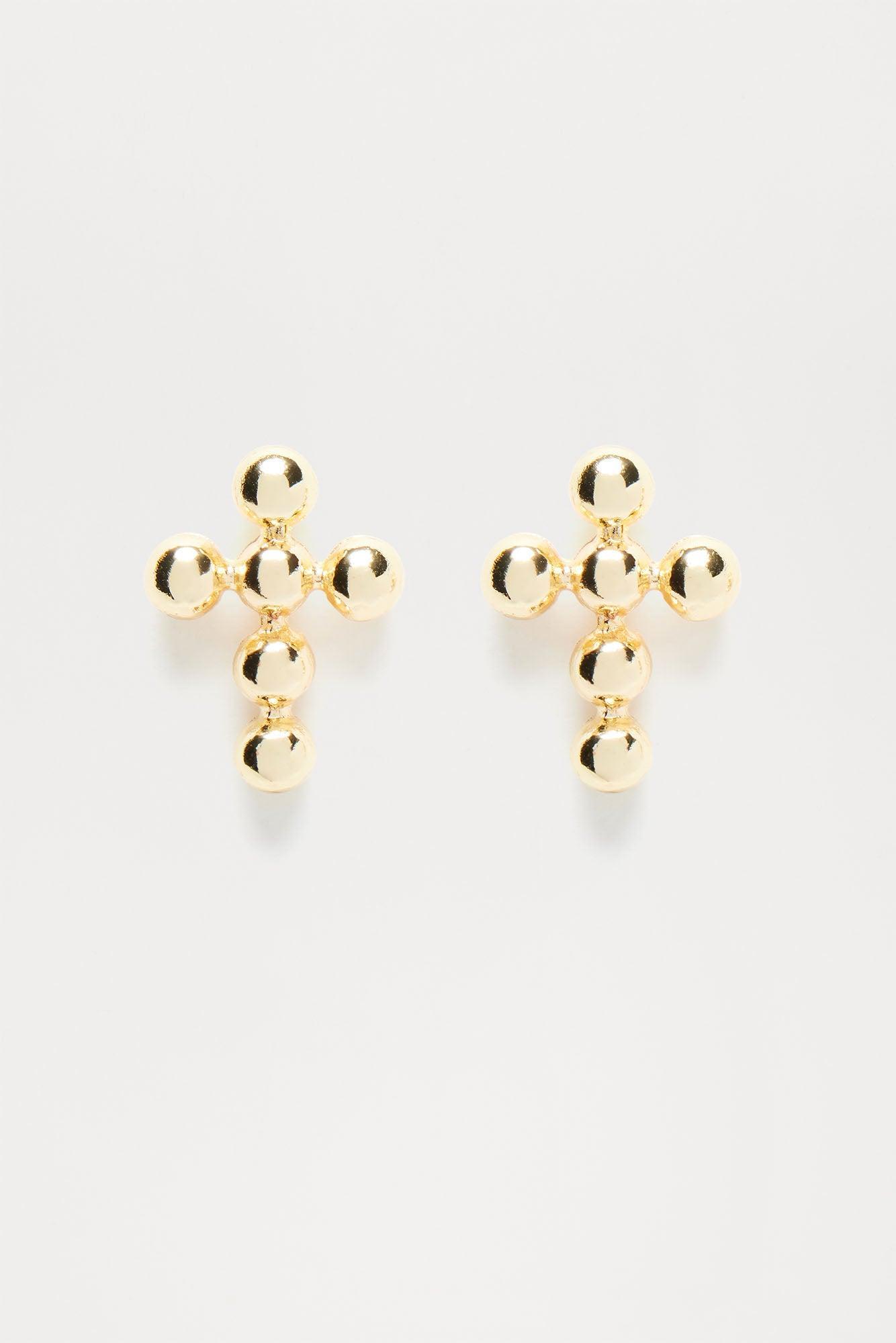 Bubble Cross Earrings - Gold Product Image
