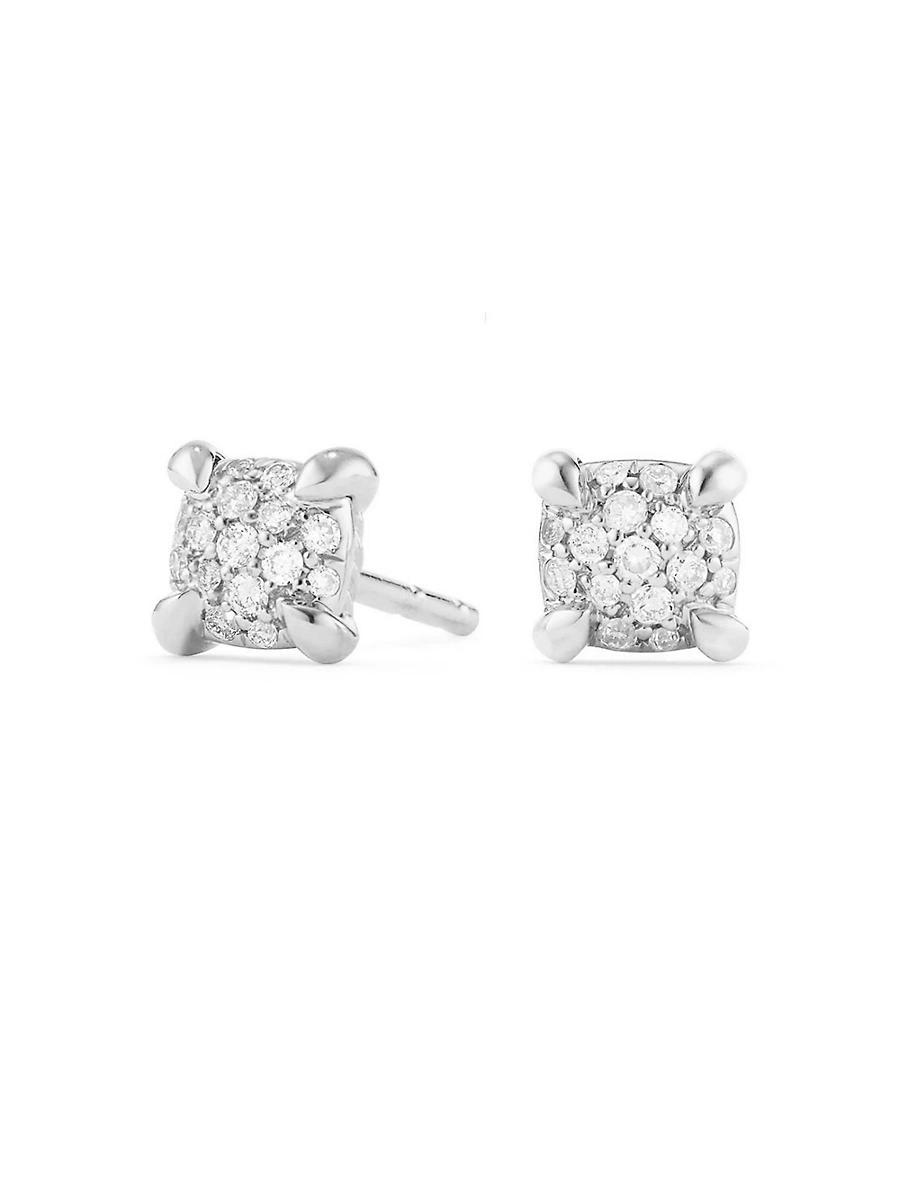 David Yurman 18K White Gold Precious Chatelaine Diamond Cluster Stud Earrings Product Image
