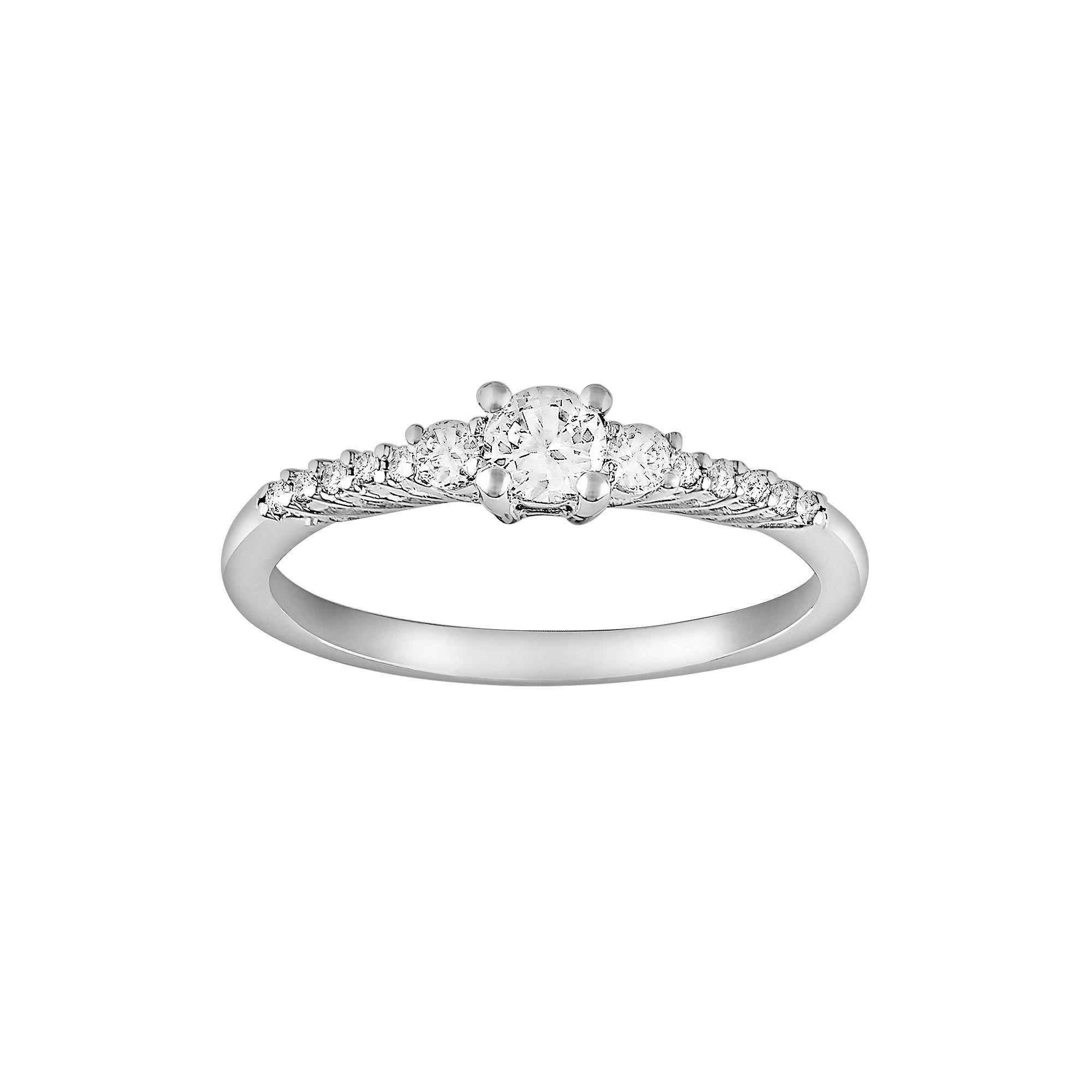 Stella Grace Sterling Silver Lab-Created White Sapphire and Diamond Accent Ring, Womens Product Image