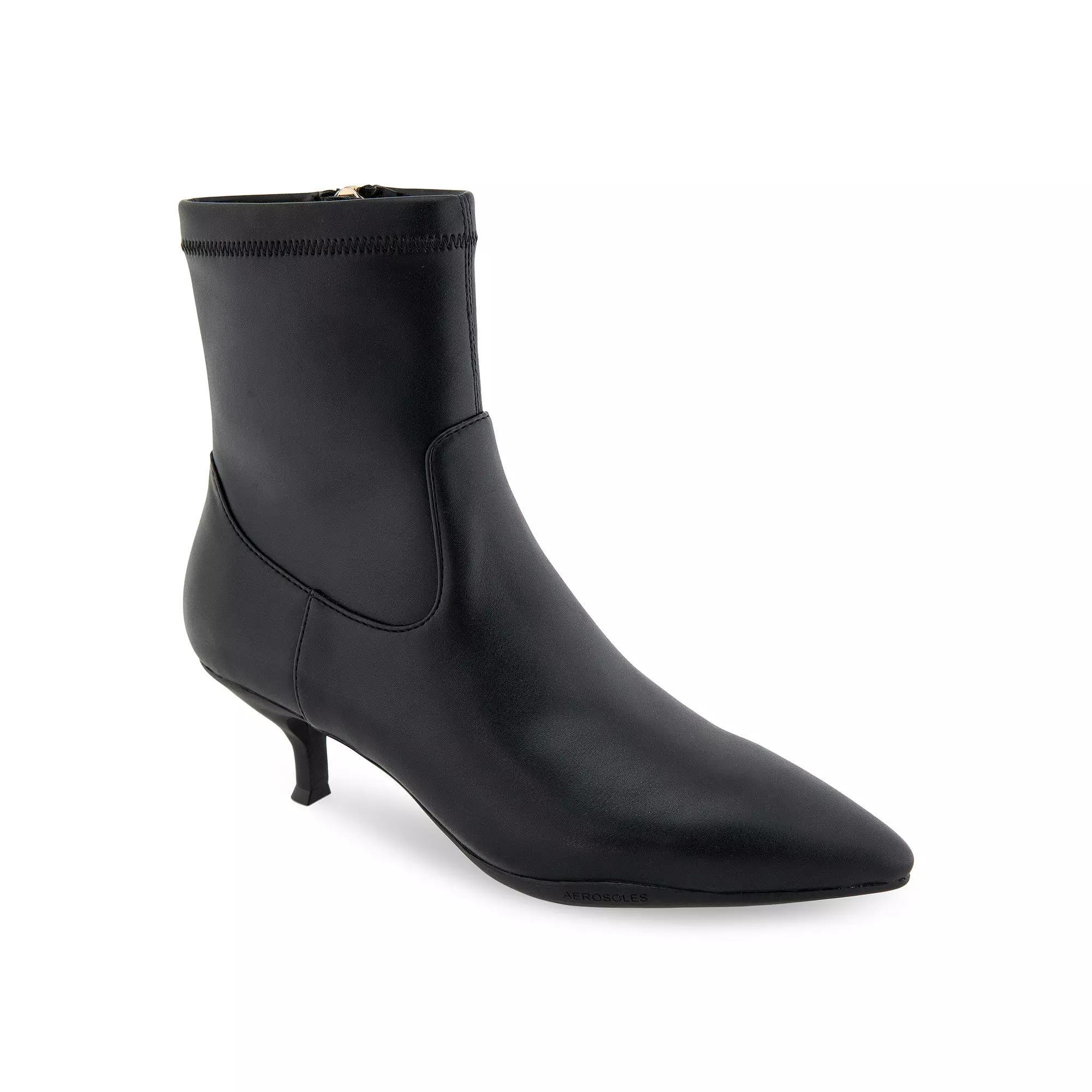 Aerosoles Lasko Women's Kitten Heel Ankle Boots, Size: 9.5, Black Stretch Product Image