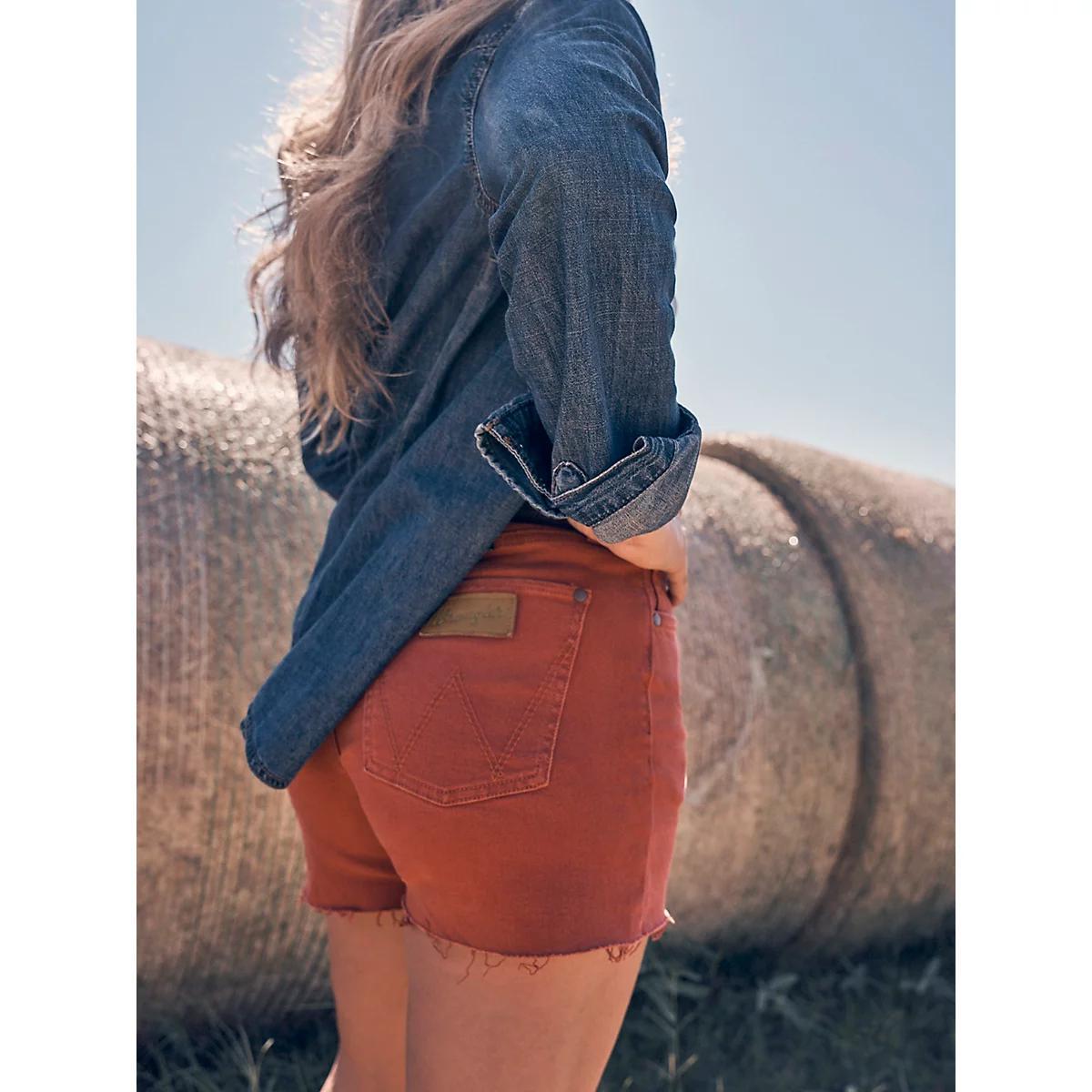 Women's Wrangler® Colorwash Cowboy Shorts in Amber Product Image