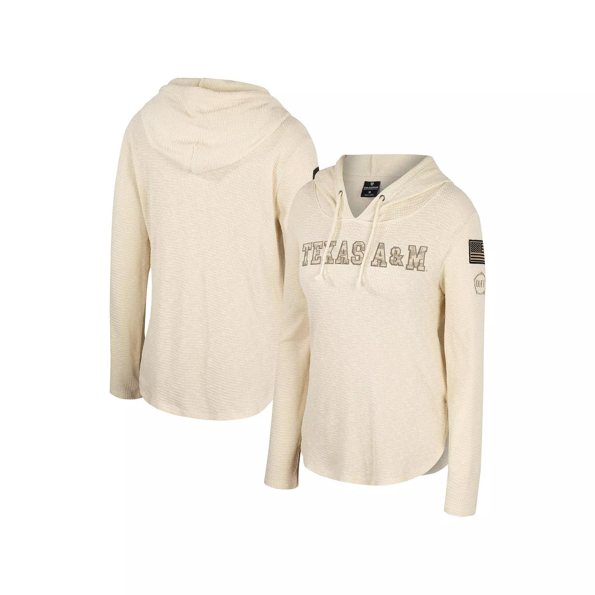 Women's Colosseum Cream Texas A&M Aggies OHT Military Appreciation Casey Raglan Long Sleeve Hoodie T-Shirt, Size: Large, Beige Product Image