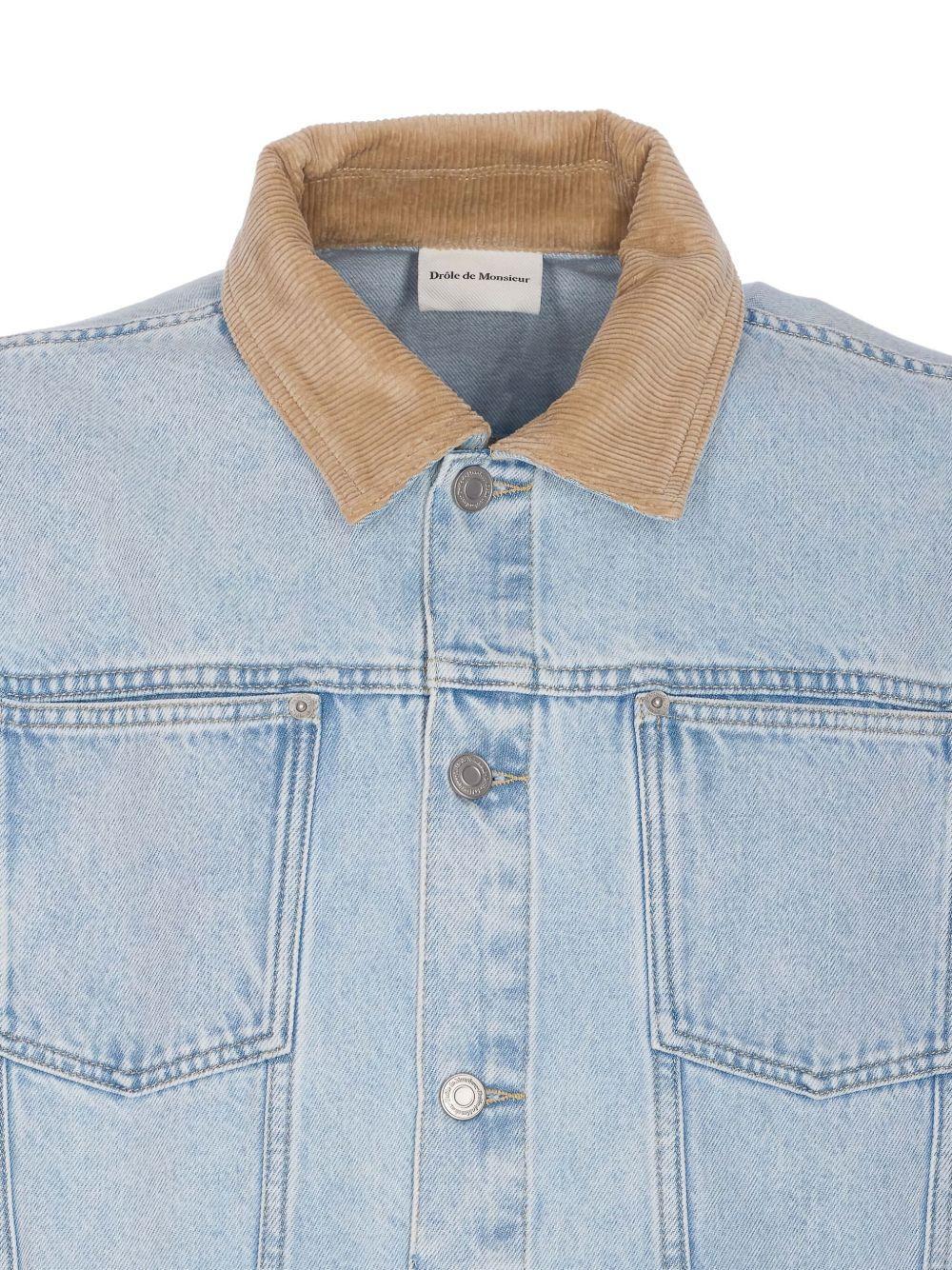 corduroy-collar denim jacket Product Image