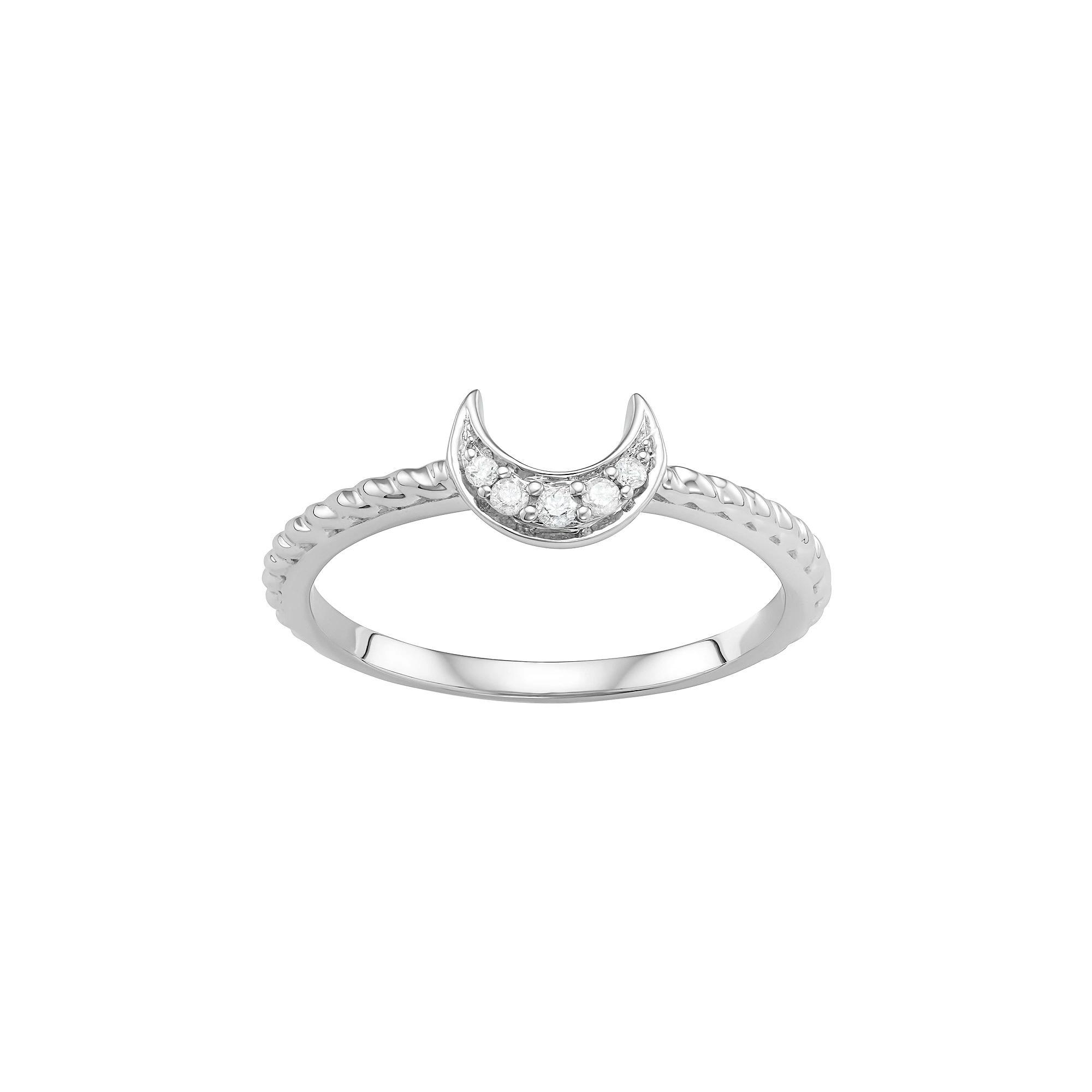 Jewelexcess Sterling Silver Diamond Accent Half Moon Ring, Women's, Size: 8, Rose Gold Tone Product Image