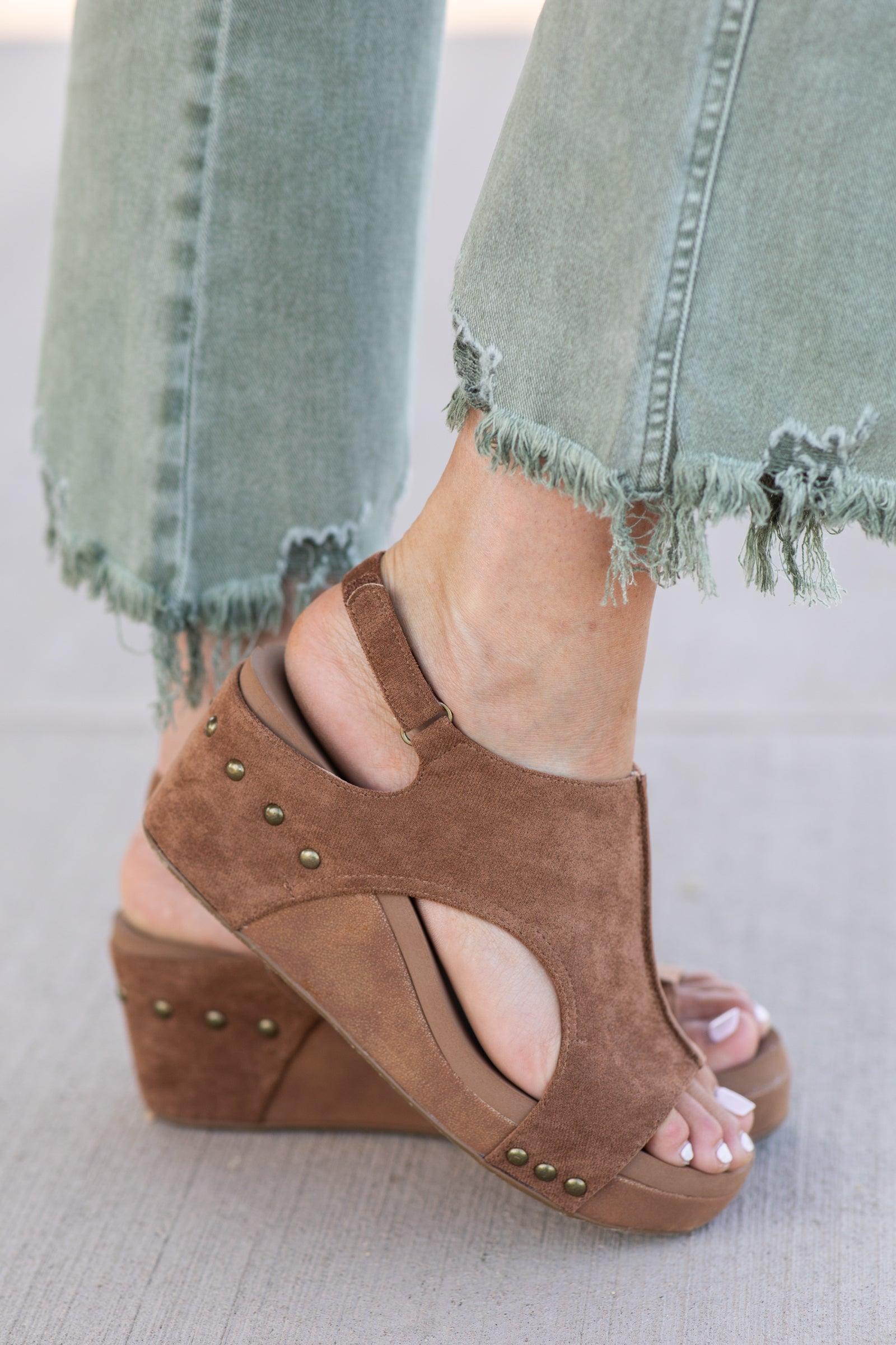 Corkys Carley Suede Wedge Sandals Product Image