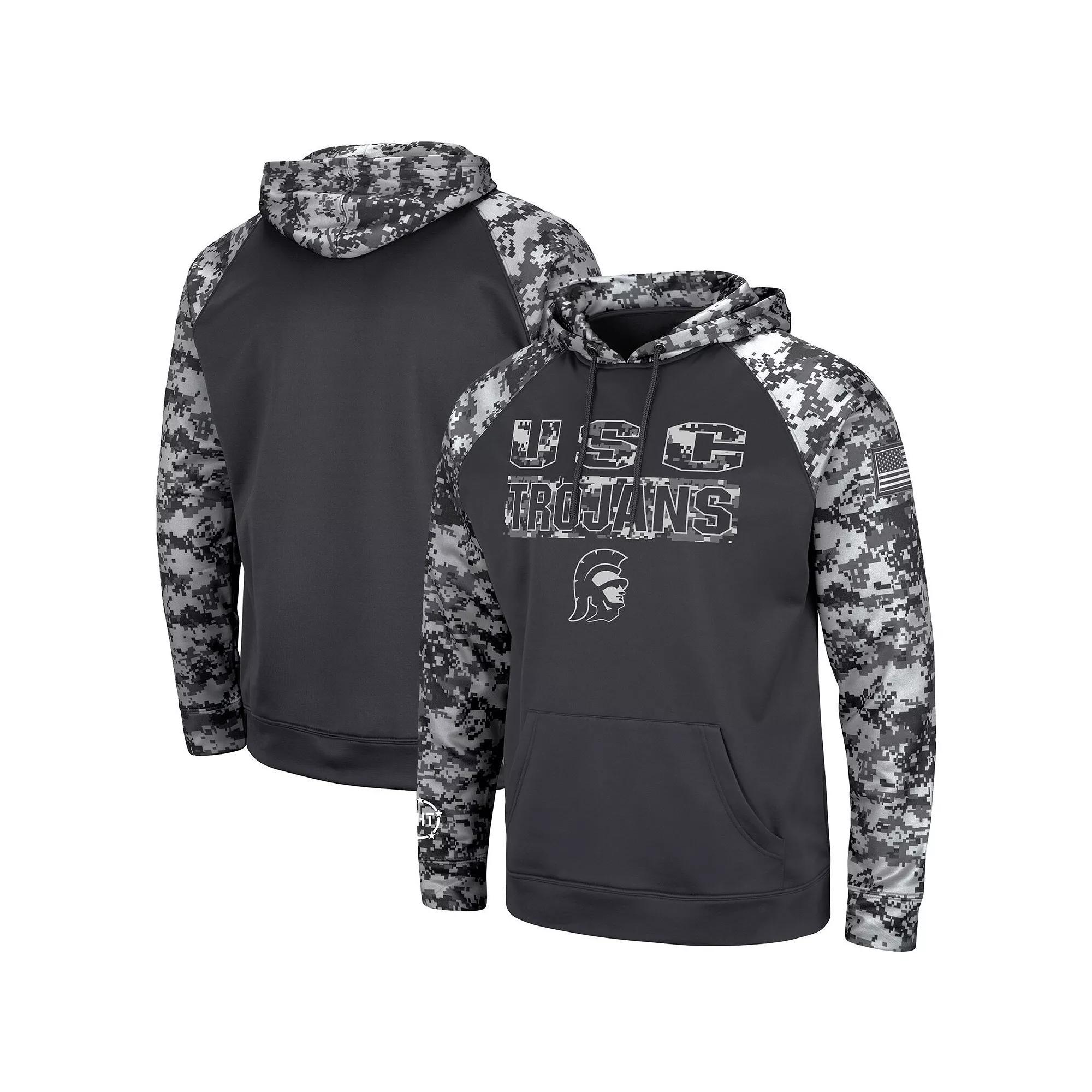 Men's Colosseum Charcoal USC Trojans OHT Military Appreciation Digital Camo Pullover Hoodie, Size: Small Product Image