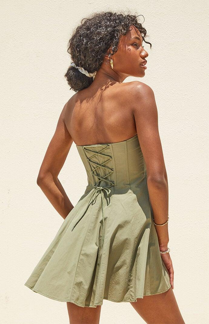 Beverly and Beck Womens Strapless Button Front Mini Dress Product Image