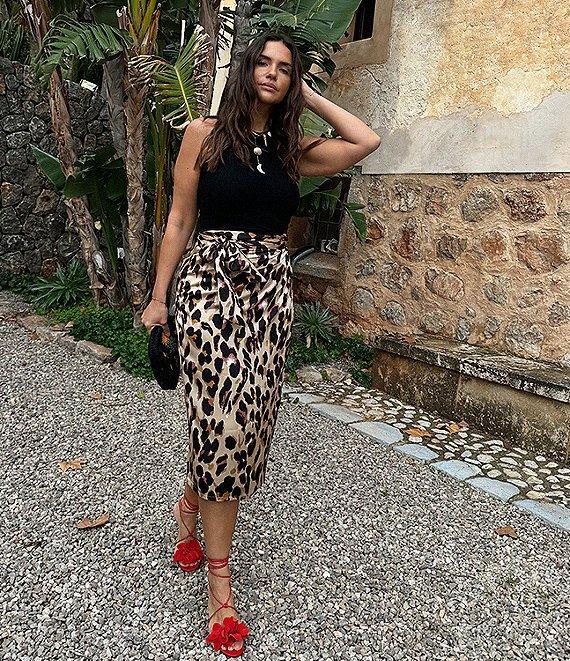 Never Fully Dressed Jaspre Leopard Print Wrap Midi Skirt Product Image