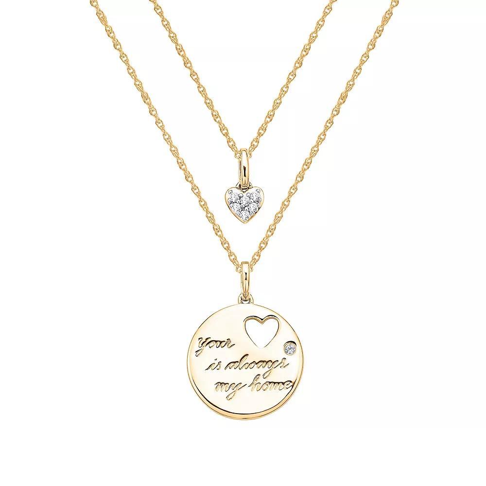Irena Park 1/10 Carat T.W. Diamond Sterling Silver "Your Heart Is Always My Home" Pendant Necklace, Women's, Size: 18", Gold Tone Product Image