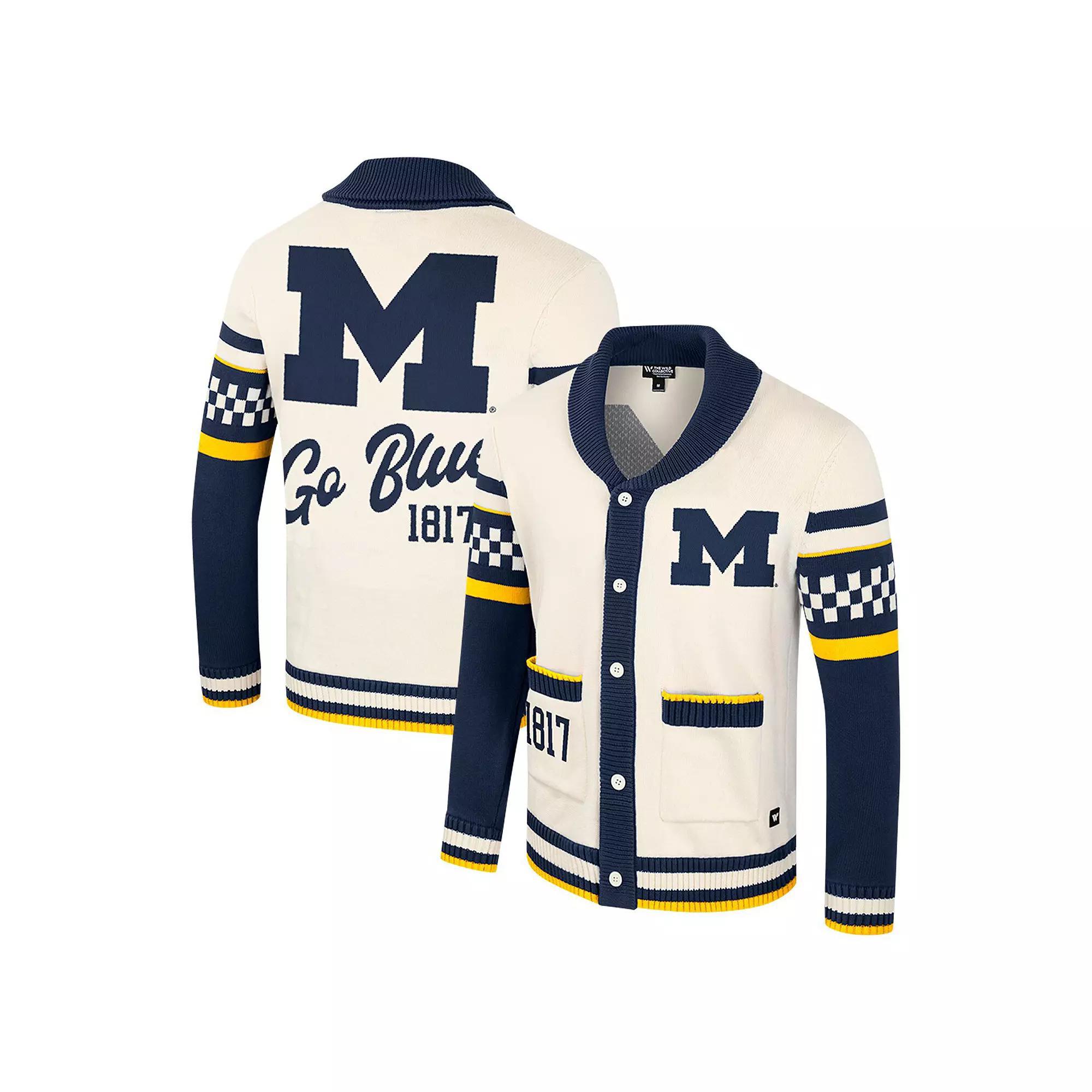 Women's Colosseum Cream Michigan Wolverines Wild Collective Button-Up Jaquard Sweater, Size: XL, Beige Product Image