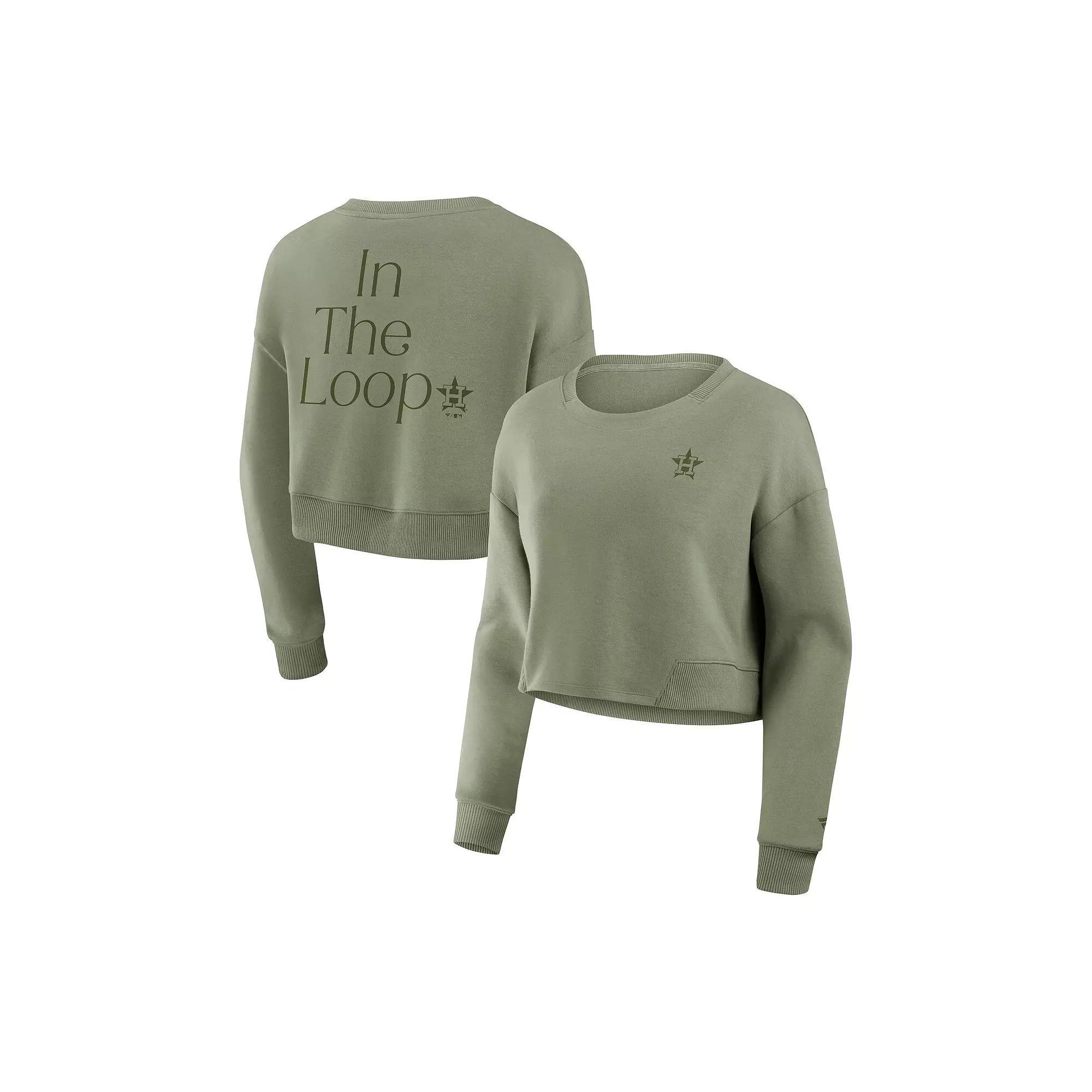 Women's Fanatics Olive Green Bay Packers Studio Cropped Pullover Sweatshirt, Size: Medium, Team Product Image