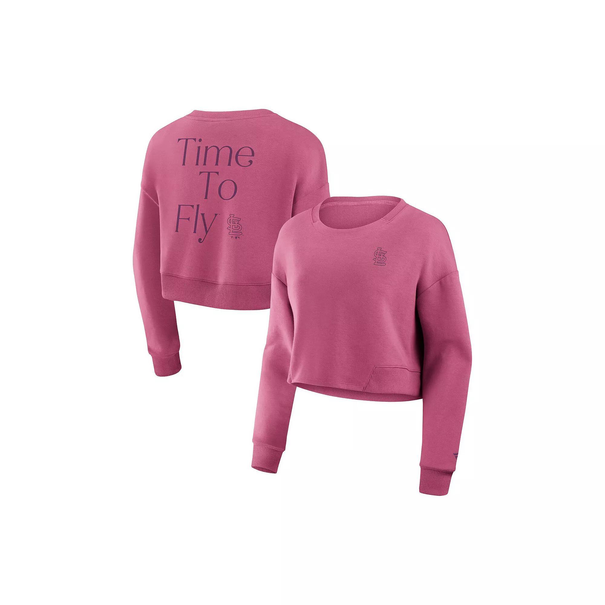 Women's Fanatics Pink Kansas City Chiefs Studio Tri-Blend Cropped Pullover Sweatshirt, Size: Large Product Image