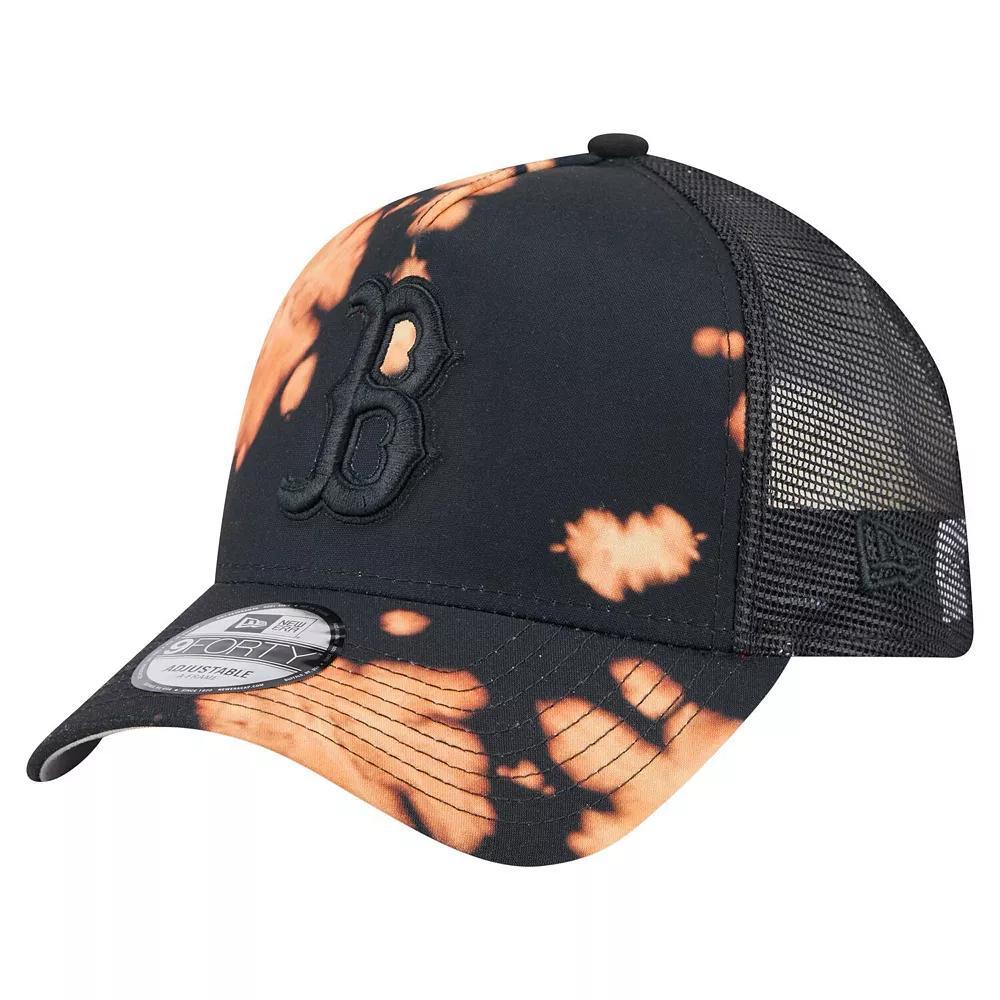 Men's New Era  Black Boston Red Sox Bleached A-Frame 9FORTY Adjustable Hat Product Image