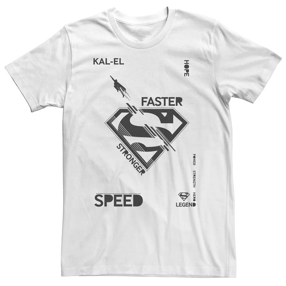 Big & Tall DC Comics Superman Kal-El Faster, Stronger, Speed Logo Tee, Men's, Size: XL Tall, White Product Image