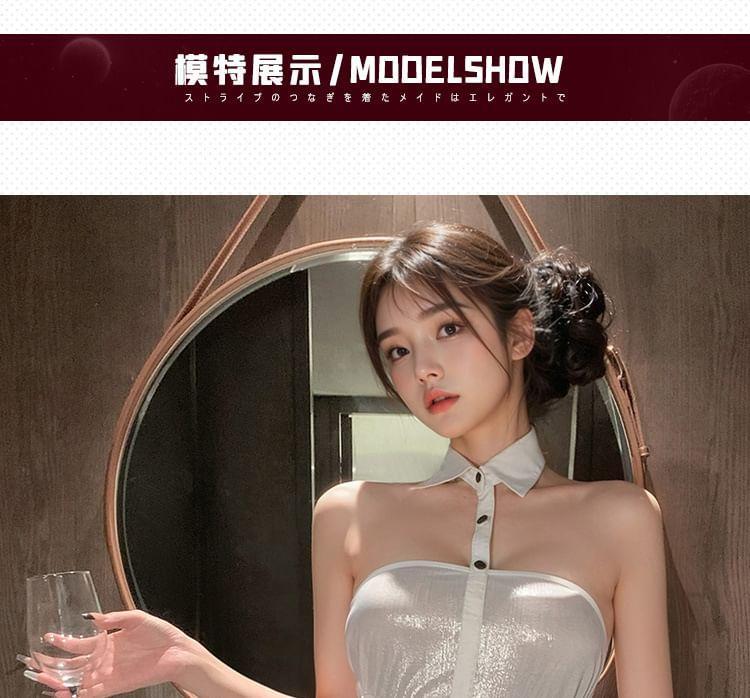 Lingerie Set: Glitter Choker Mini Dress + Thong Product Image