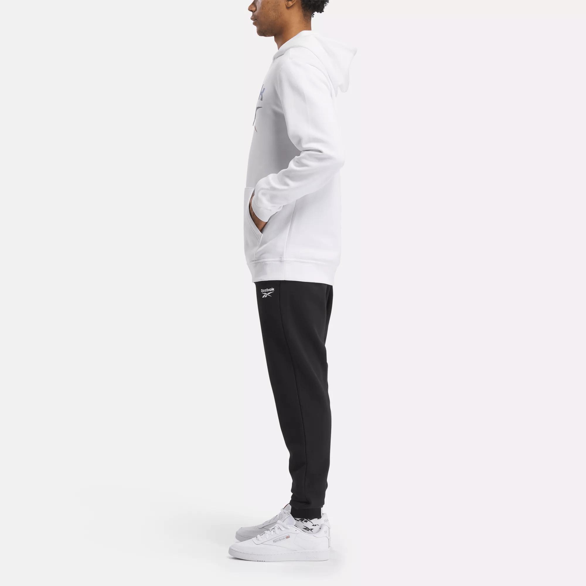 Men's Reebok Identity Fleece Stacked Logo Pullover Hoodie Male Product Image