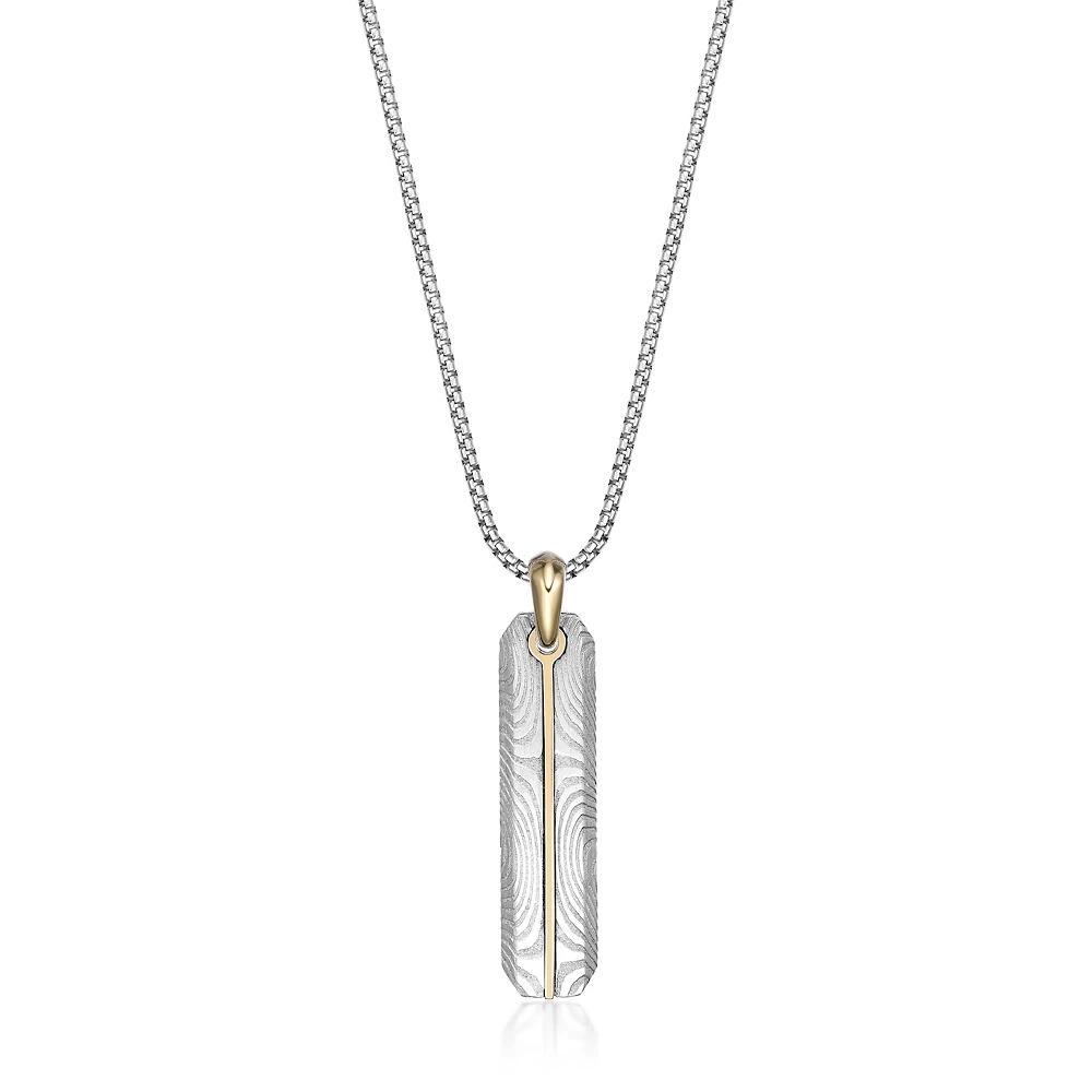 Men's LYNX Black Ion-Plated Damascus Stainless Steel Pendant Necklace, Size: 24", Gold Tone Product Image